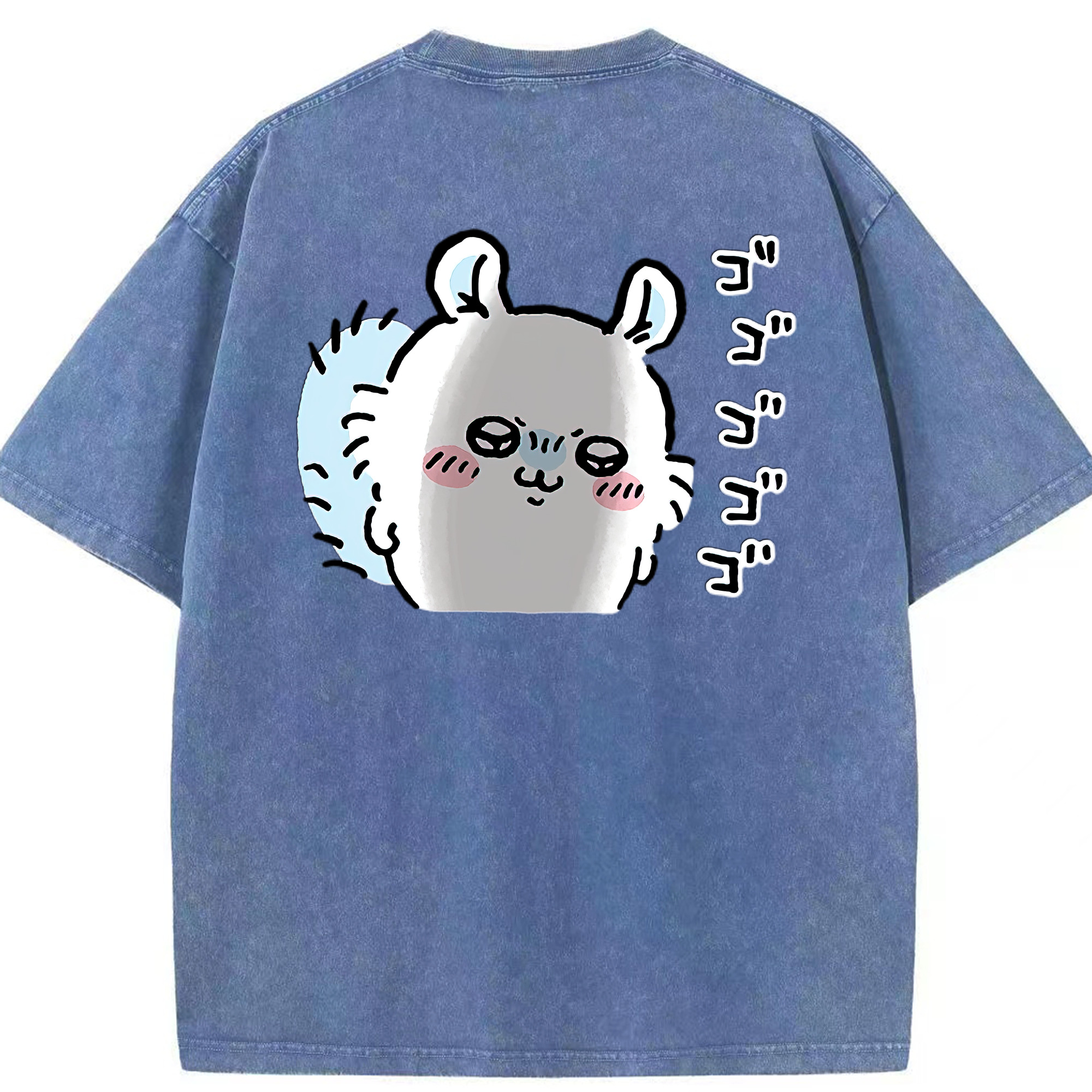 （画像用） ちいかわ モモンガ Chii-kawa Momonga 綿100% ヴィンテージ風 半袖Tシャツ（背面プリント）
