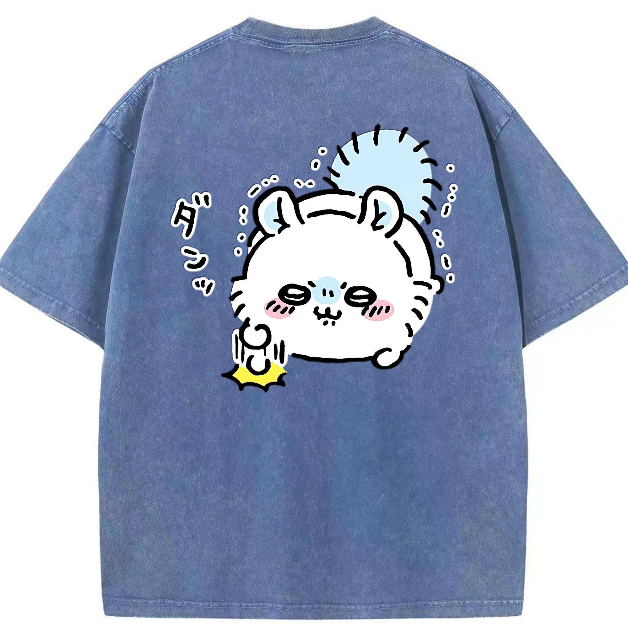 （画像用） ちいかわ モモンガ Chii-kawa Momonga 綿100% ヴィンテージ風 半袖Tシャツ（背面プリント）