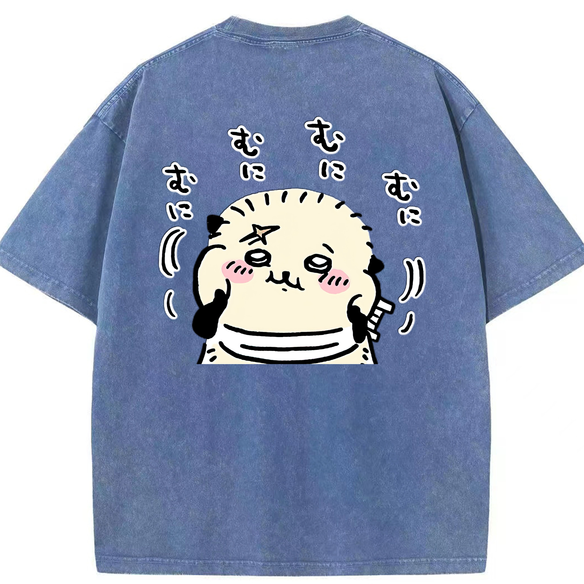 （画像用） ちいかわ ラッコ Chii-kawa Sea otter 綿100% ヴィンテージ風 半袖Tシャツ（背面プリント）