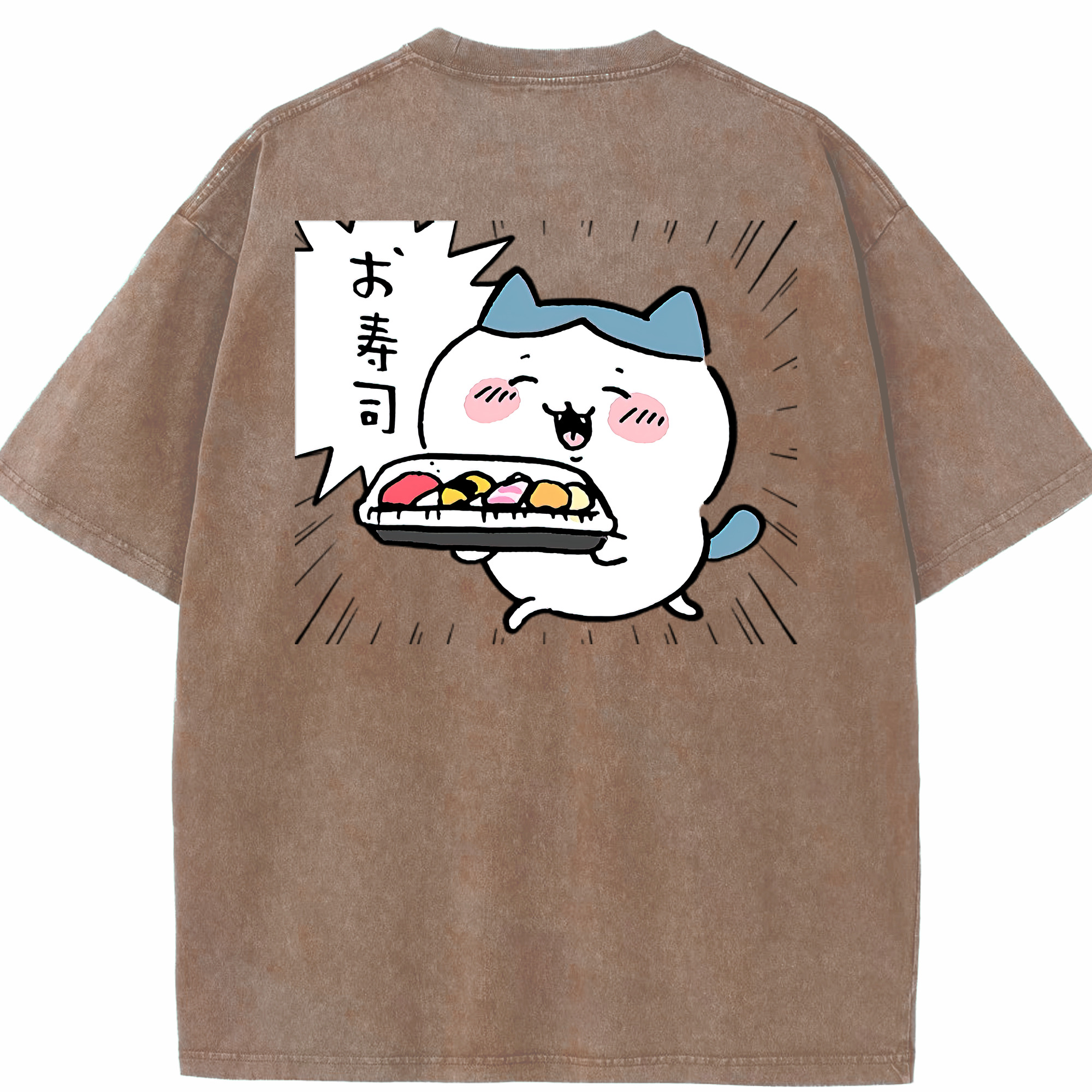 （画像用） ちいかわ ハチワレ Chii-kawa hachiware 綿100% ヴィンテージ風 半袖Tシャツ（背面プリント）