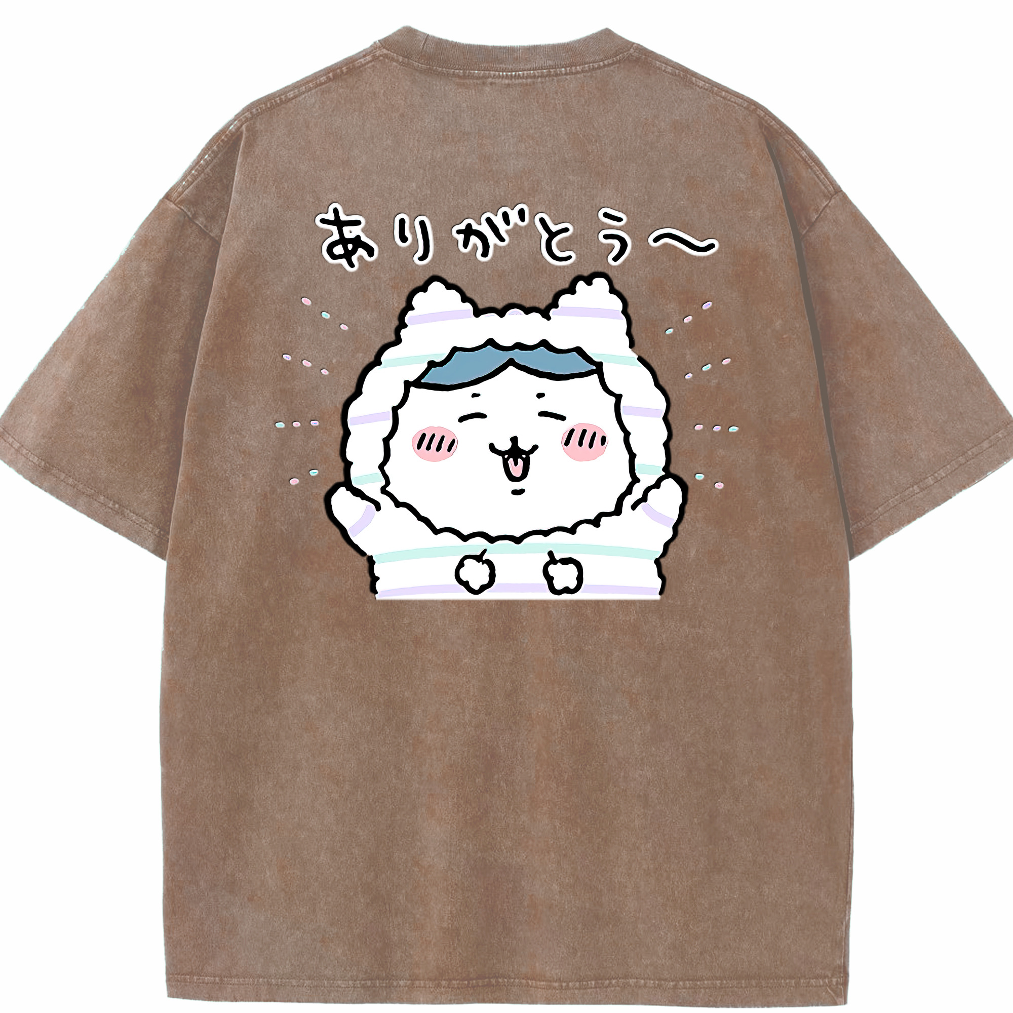 （画像用） ちいかわ ハチワレ Chii-kawa hachiware 綿100% ヴィンテージ風 半袖Tシャツ（背面プリント）