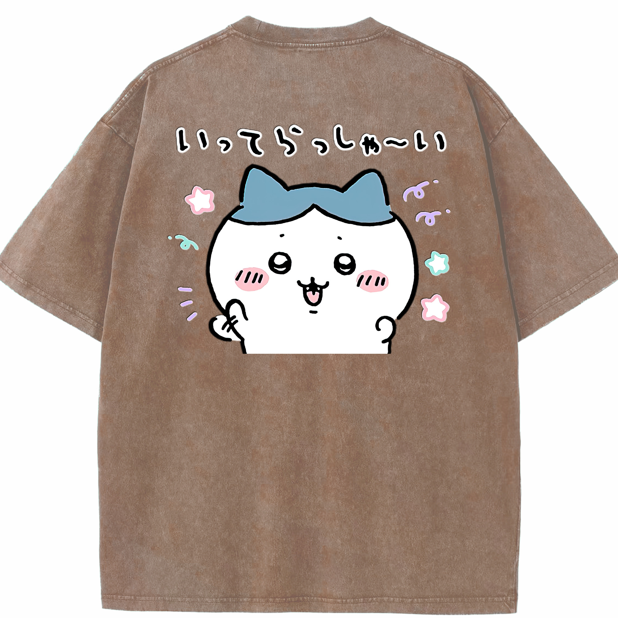 （画像用） ちいかわ ハチワレ Chii-kawa hachiware 綿100% ヴィンテージ風 半袖Tシャツ（背面プリント）