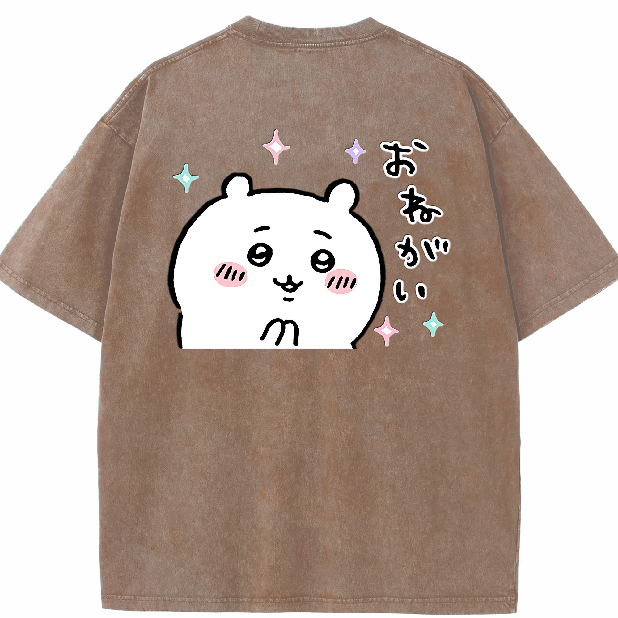 （画像用） ちいかわ ちいかわ Chii-kawa chiikawa 綿100% ヴィンテージ風 半袖Tシャツ（背面プリント）
