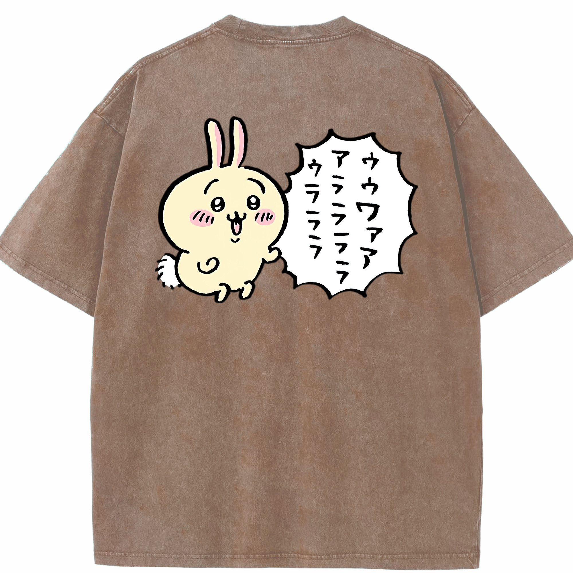 （画像用） ちいかわ うさぎ Chii-kawa usagi 綿100% ヴィンテージ風 半袖Tシャツ（背面プリント）