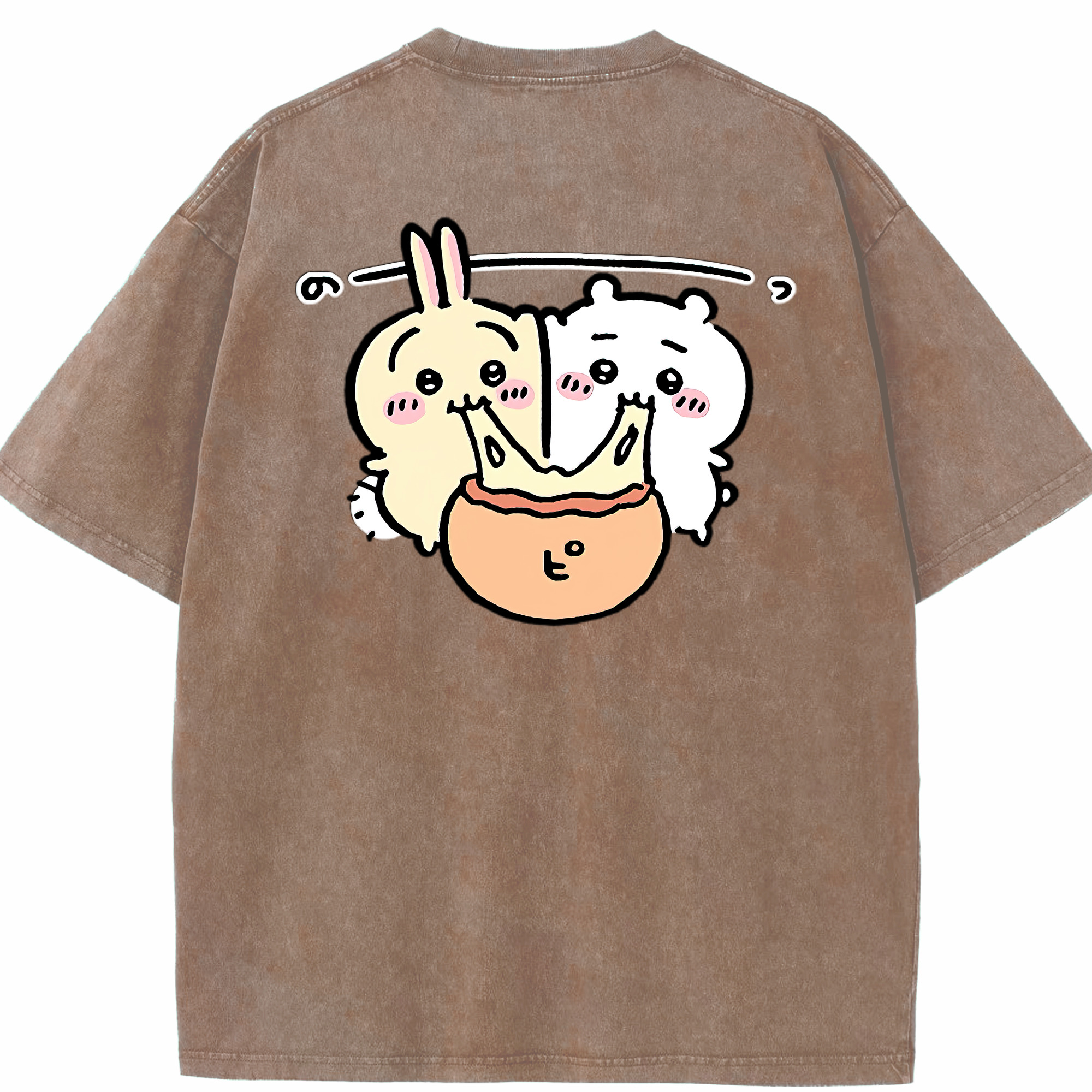 （画像用） ちいかわ うさぎ Chii-kawa usagi 綿100% ヴィンテージ風 半袖Tシャツ（背面プリント）