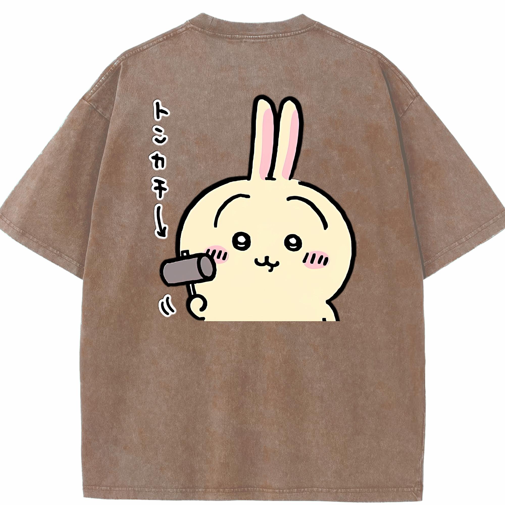 （画像用） ちいかわ うさぎ Chii-kawa usagi 綿100% ヴィンテージ風 半袖Tシャツ（背面プリント）