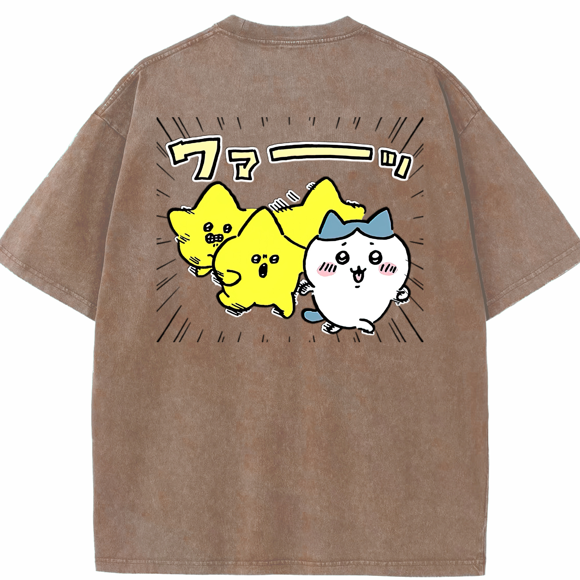 （画像用） ちいかわ 流れ星 Chii-kawa Shooting star 綿100% ヴィンテージ風 半袖Tシャツ（背面プリント）