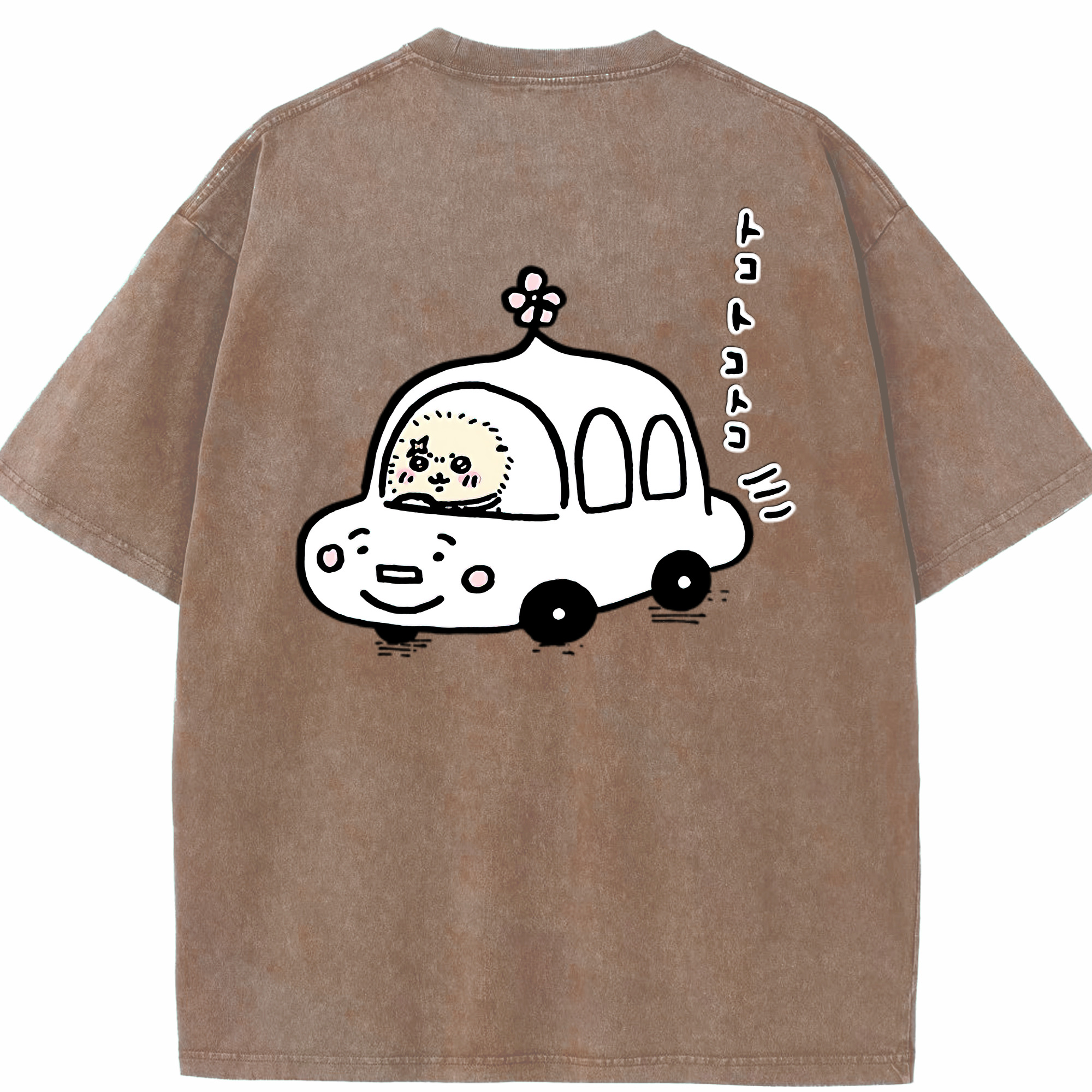 （画像用） ちいかわ ラッコ Chii-kawa Sea otter 綿100% ヴィンテージ風 半袖Tシャツ（背面プリント）