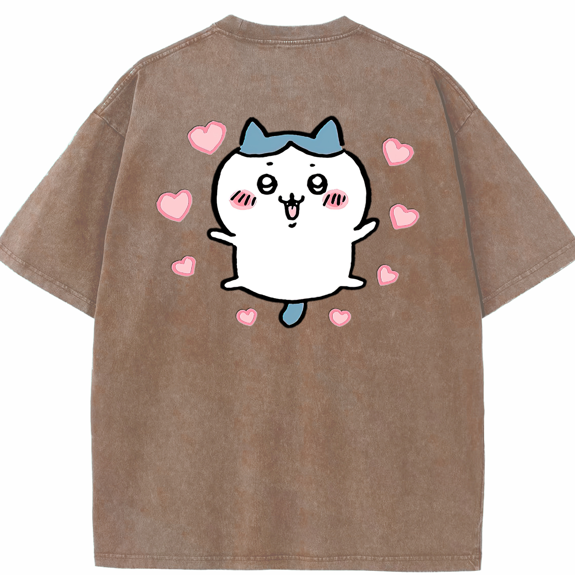 （画像用） ちいかわ ハチワレ Chii-kawa hachiware 綿100% ヴィンテージ風 半袖Tシャツ（背面プリント）