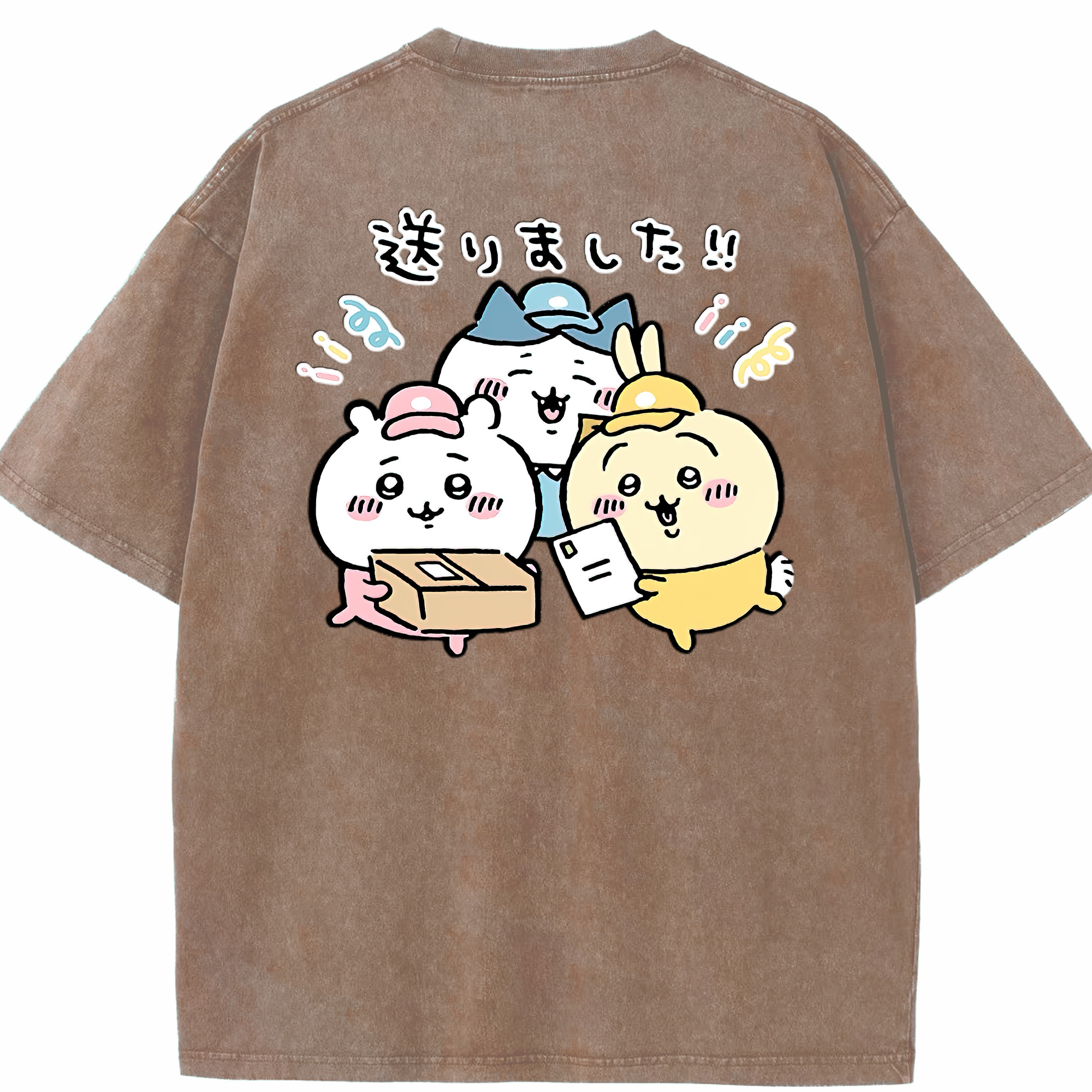 （画像用） ちいかわ ハチワレ Chii-kawa hachiware 綿100% ヴィンテージ風 半袖Tシャツ（背面プリント）