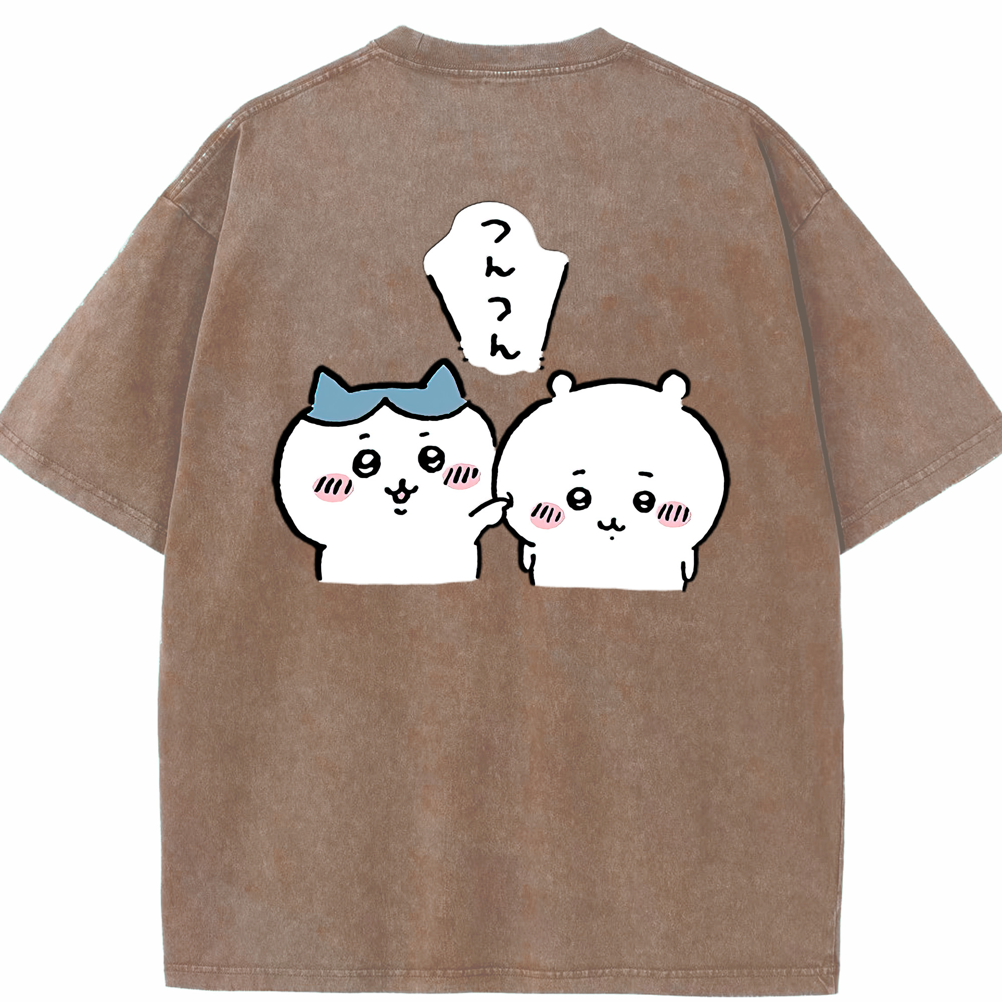 （画像用） ちいかわ ちいかわ Chii-kawa chiikawa 綿100% ヴィンテージ風 半袖Tシャツ（背面プリント）
