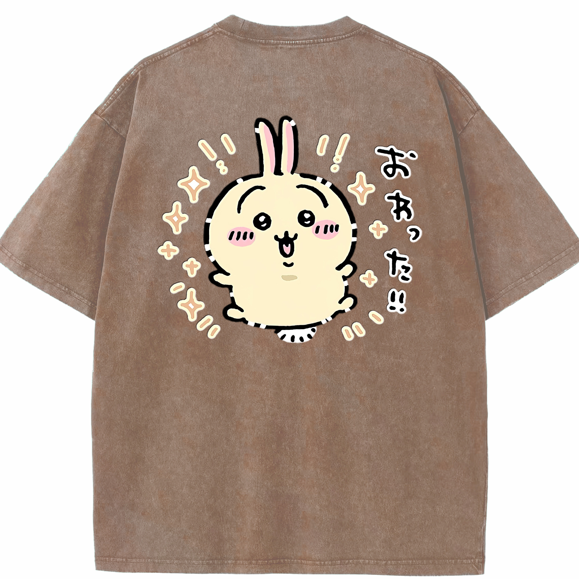 （画像用） ちいかわ うさぎ Chii-kawa usagi 綿100% ヴィンテージ風 半袖Tシャツ（背面プリント）