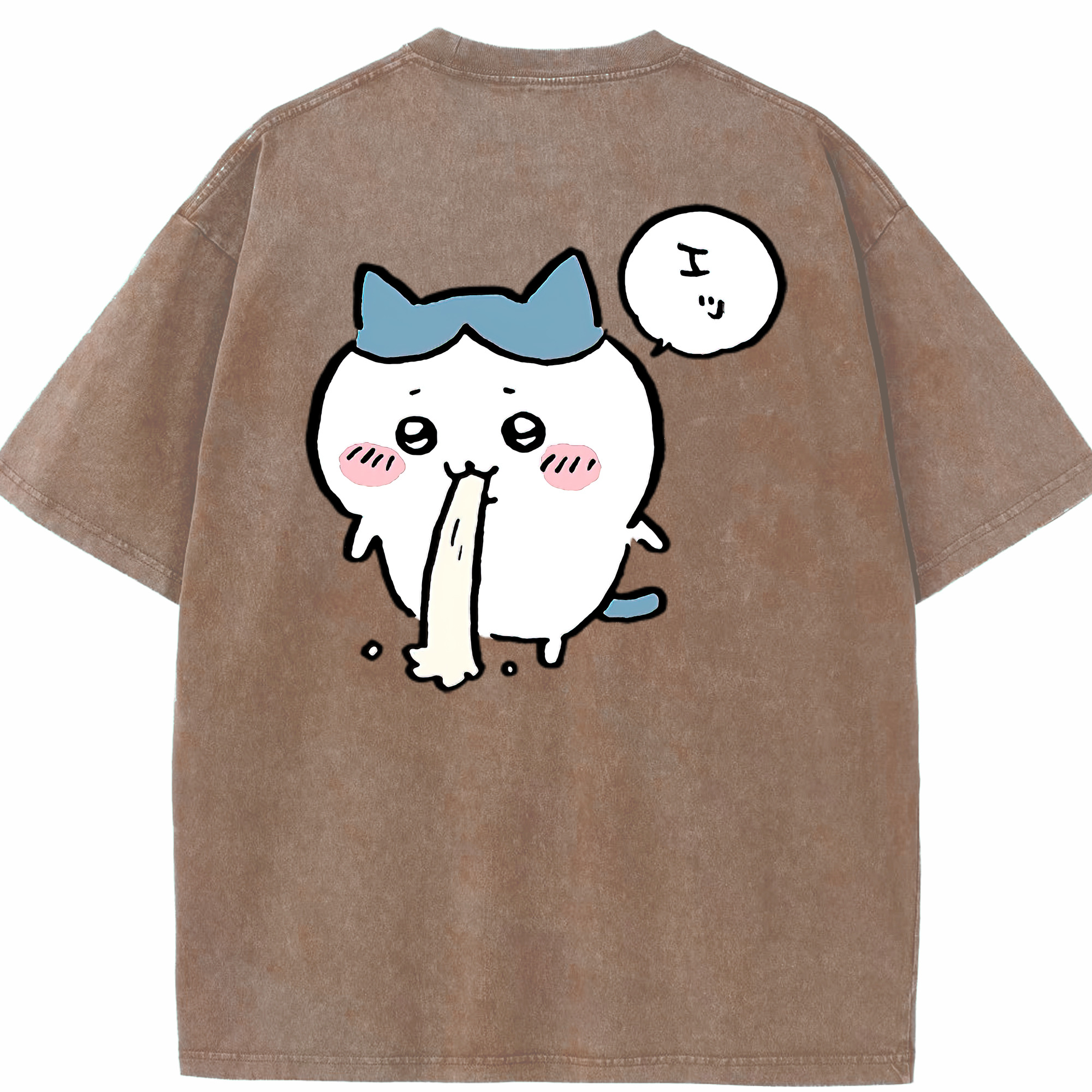 （画像用） ちいかわ ハチワレ Chii-kawa hachiware 綿100% ヴィンテージ風 半袖Tシャツ（背面プリント）