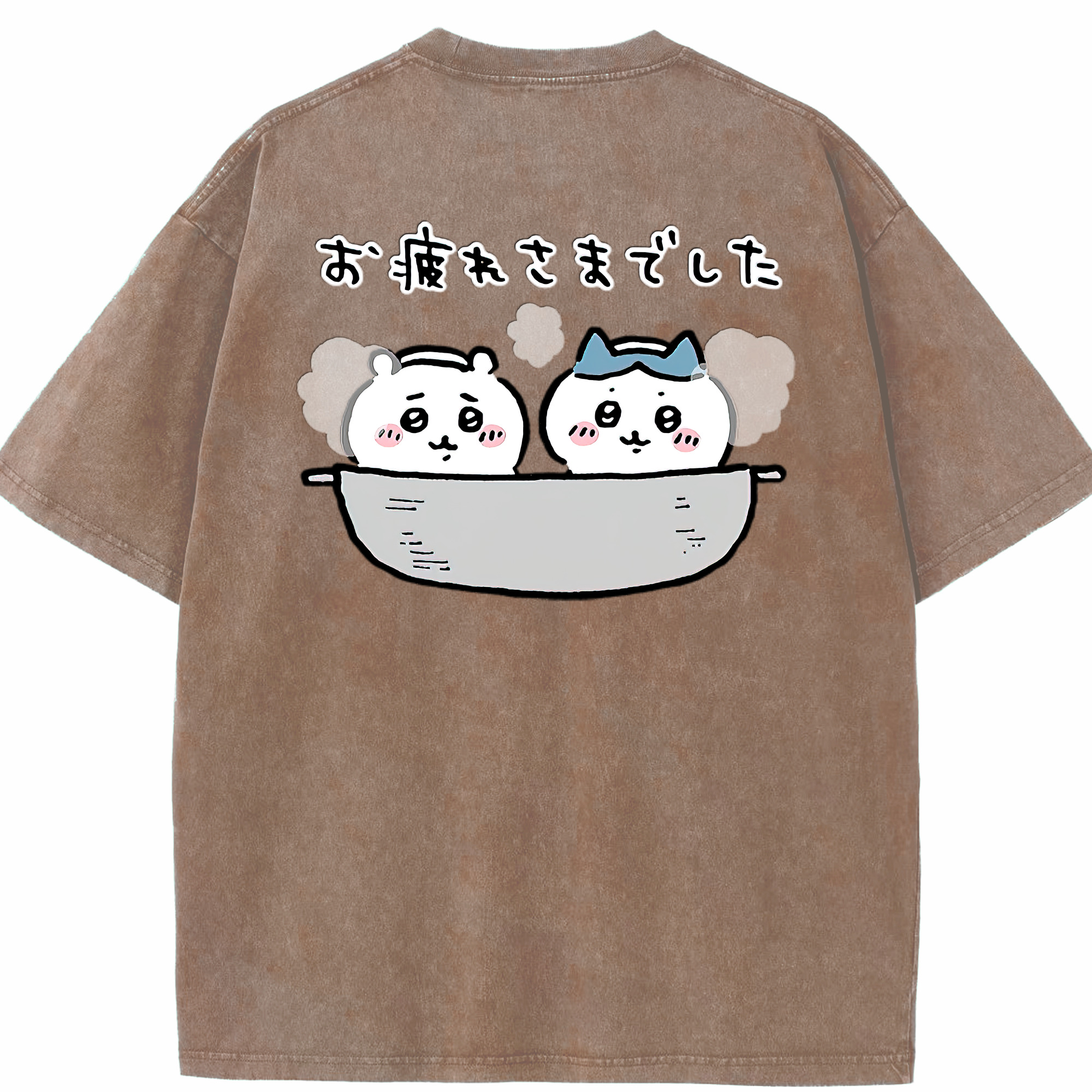 （画像用） ちいかわ ハチワレ Chii-kawa hachiware 綿100% ヴィンテージ風 半袖Tシャツ（背面プリント）