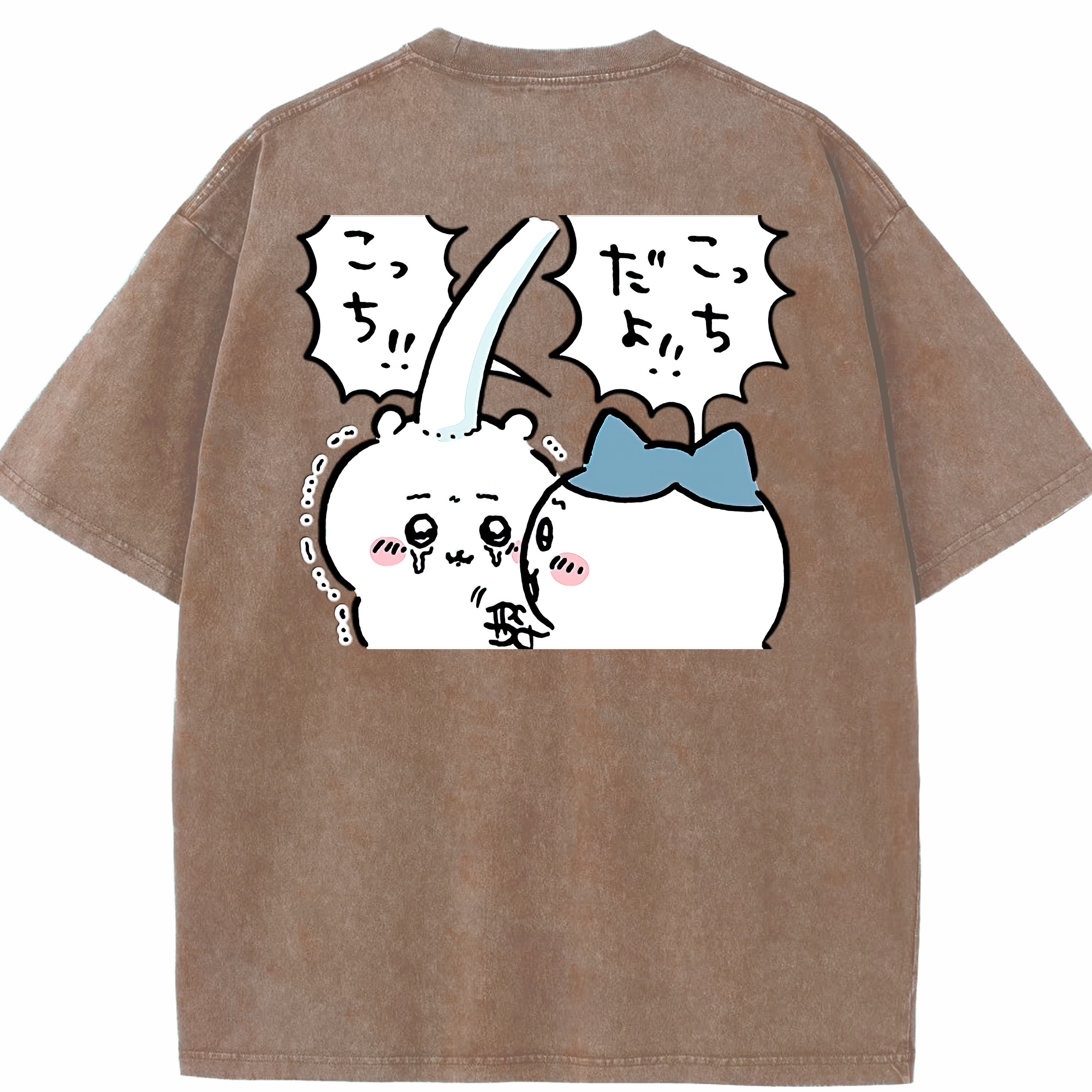（画像用） ちいかわ ハチワレ Chii-kawa hachiware 綿100% ヴィンテージ風 半袖Tシャツ（背面プリント）