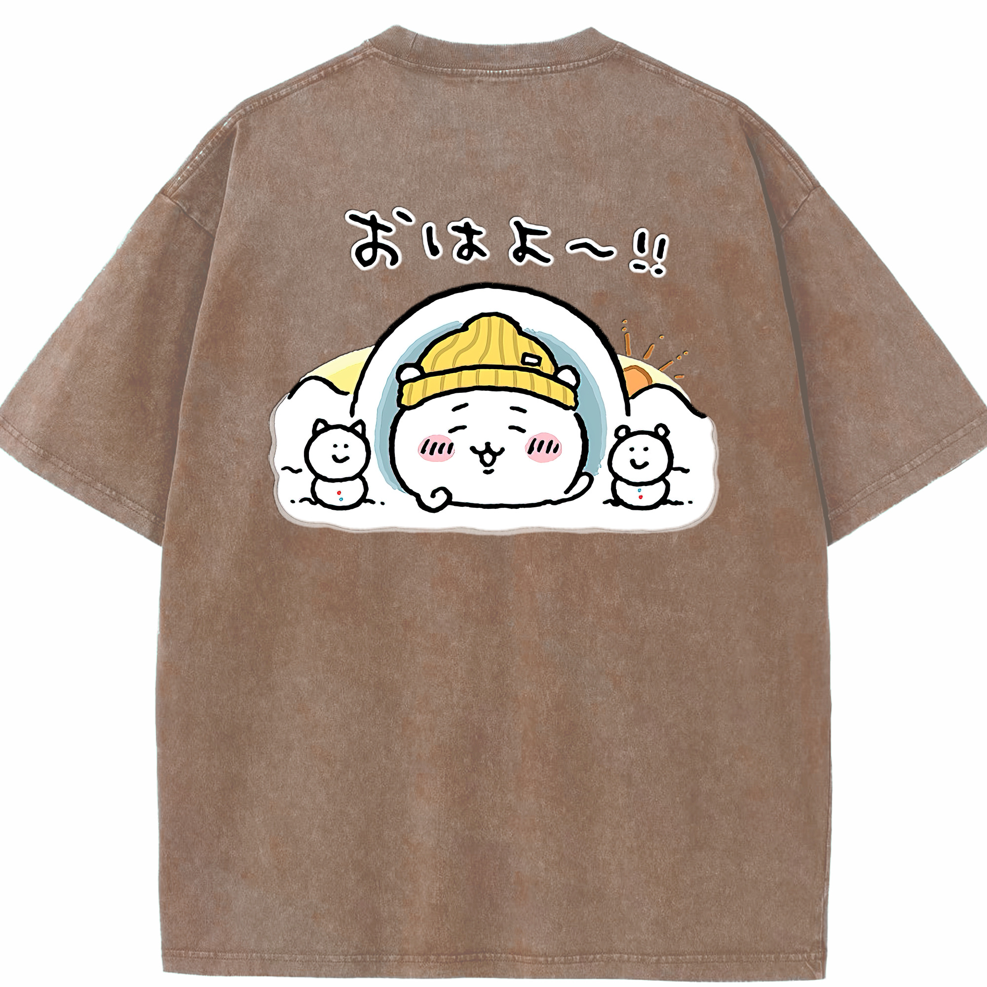 （画像用） ちいかわ ちいかわ Chii-kawa chiikawa 綿100% ヴィンテージ風 半袖Tシャツ（背面プリント）
