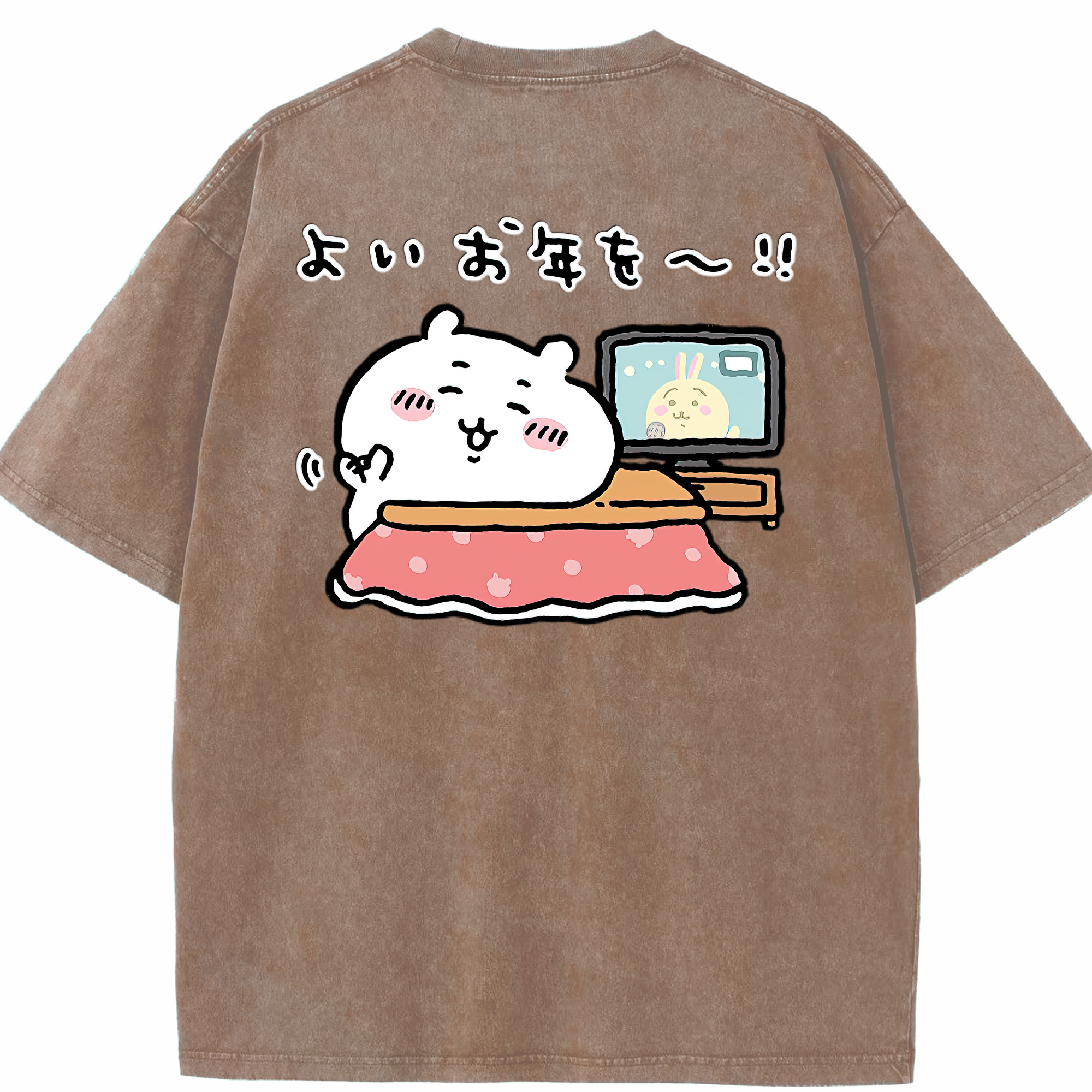 （画像用） ちいかわ ちいかわ Chii-kawa chiikawa 綿100% ヴィンテージ風 半袖Tシャツ（背面プリント）