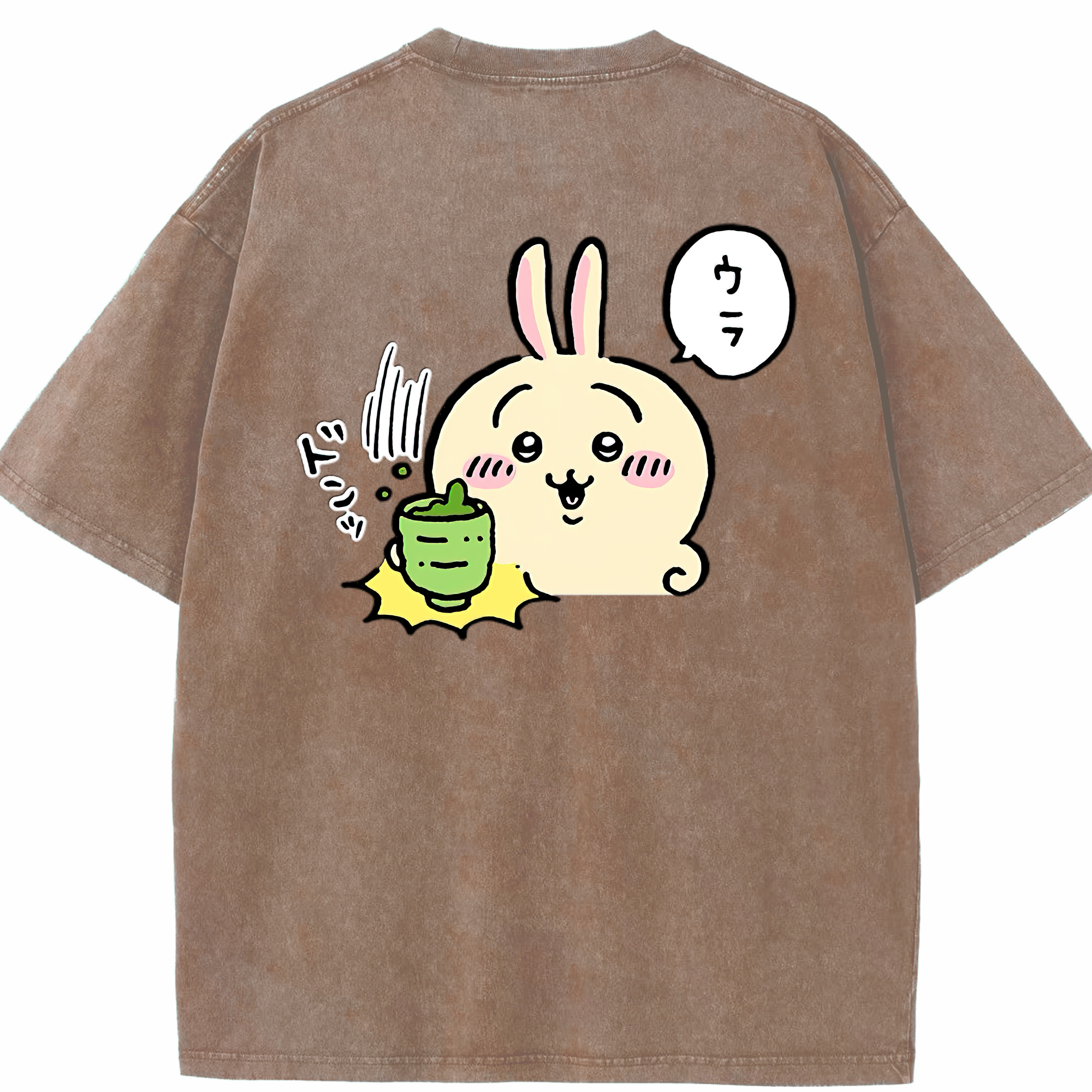 （画像用） ちいかわ うさぎ Chii-kawa usagi 綿100% ヴィンテージ風 半袖Tシャツ（背面プリント）
