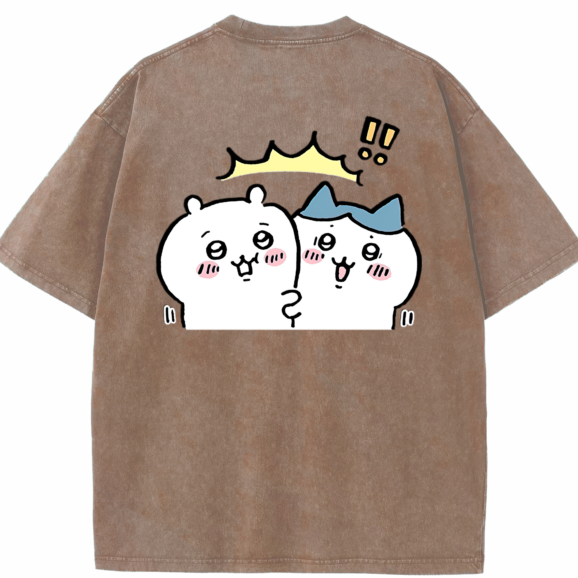 （画像用） ちいかわ ハチワレ Chii-kawa hachiware 綿100% ヴィンテージ風 半袖Tシャツ（背面プリント）