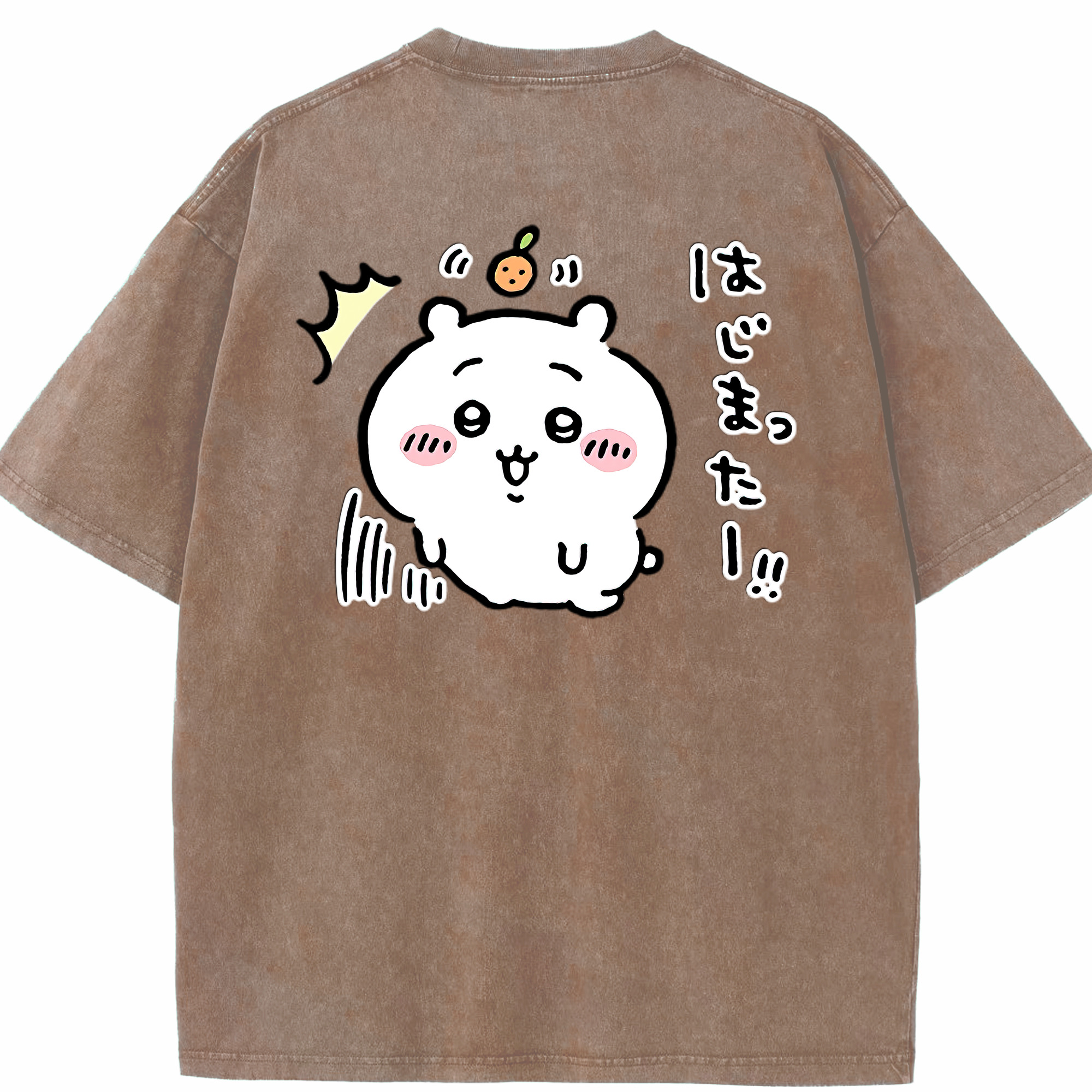 （画像用） ちいかわ ちいかわ Chii-kawa chiikawa 綿100% ヴィンテージ風 半袖Tシャツ（背面プリント）