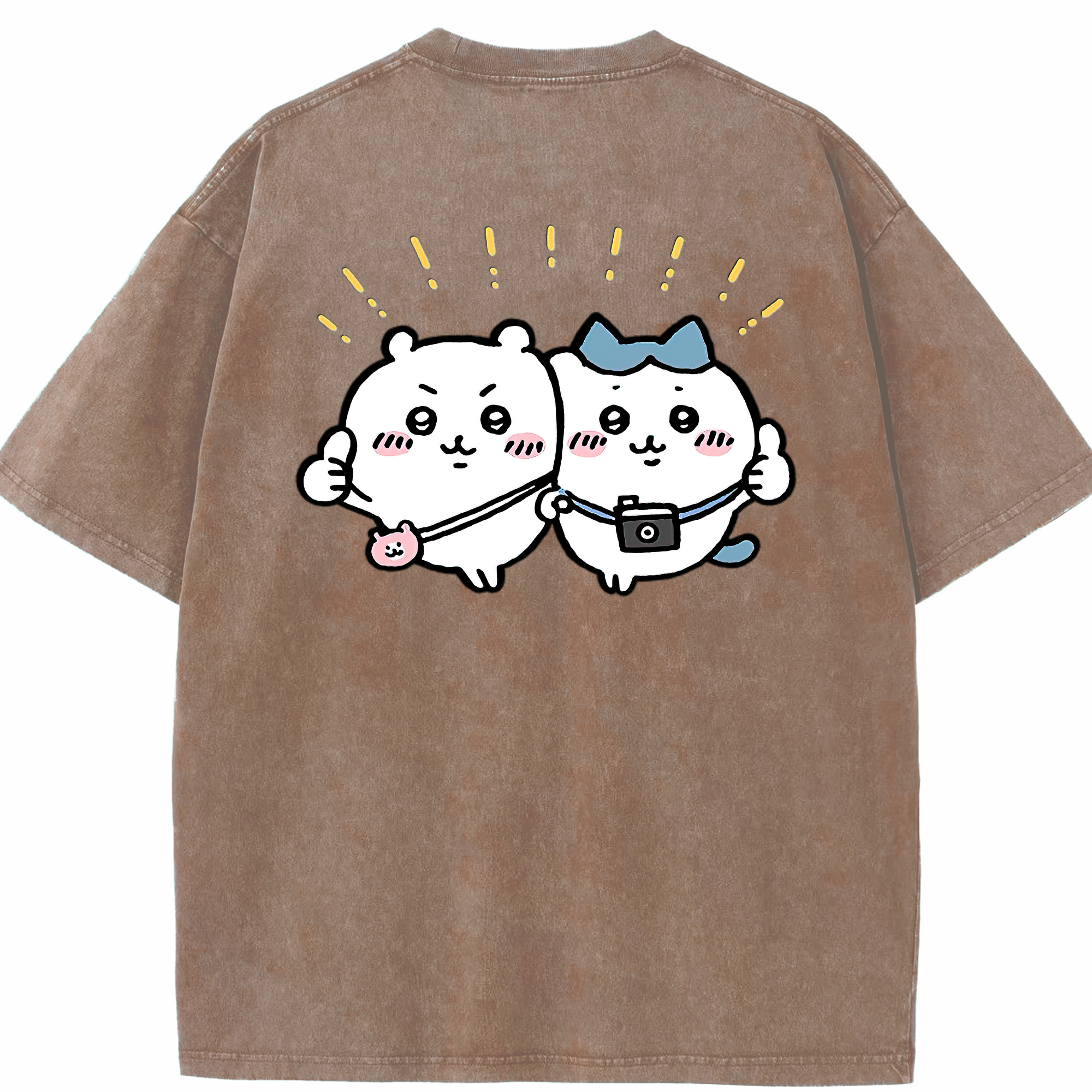 （画像用） ちいかわ ちいかわ Chii-kawa chiikawa 綿100% ヴィンテージ風 半袖Tシャツ（背面プリント）