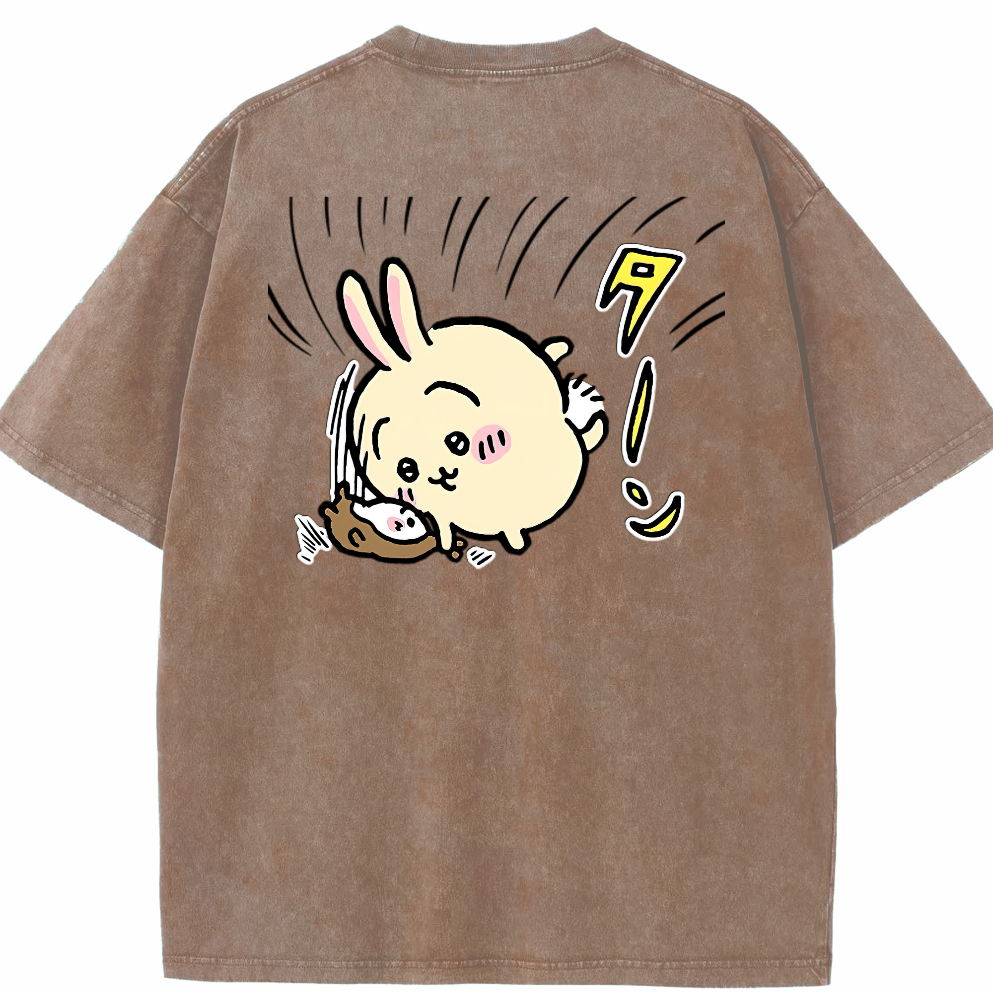 （画像用） ちいかわ うさぎ Chii-kawa usagi 綿100% ヴィンテージ風 半袖Tシャツ（背面プリント）