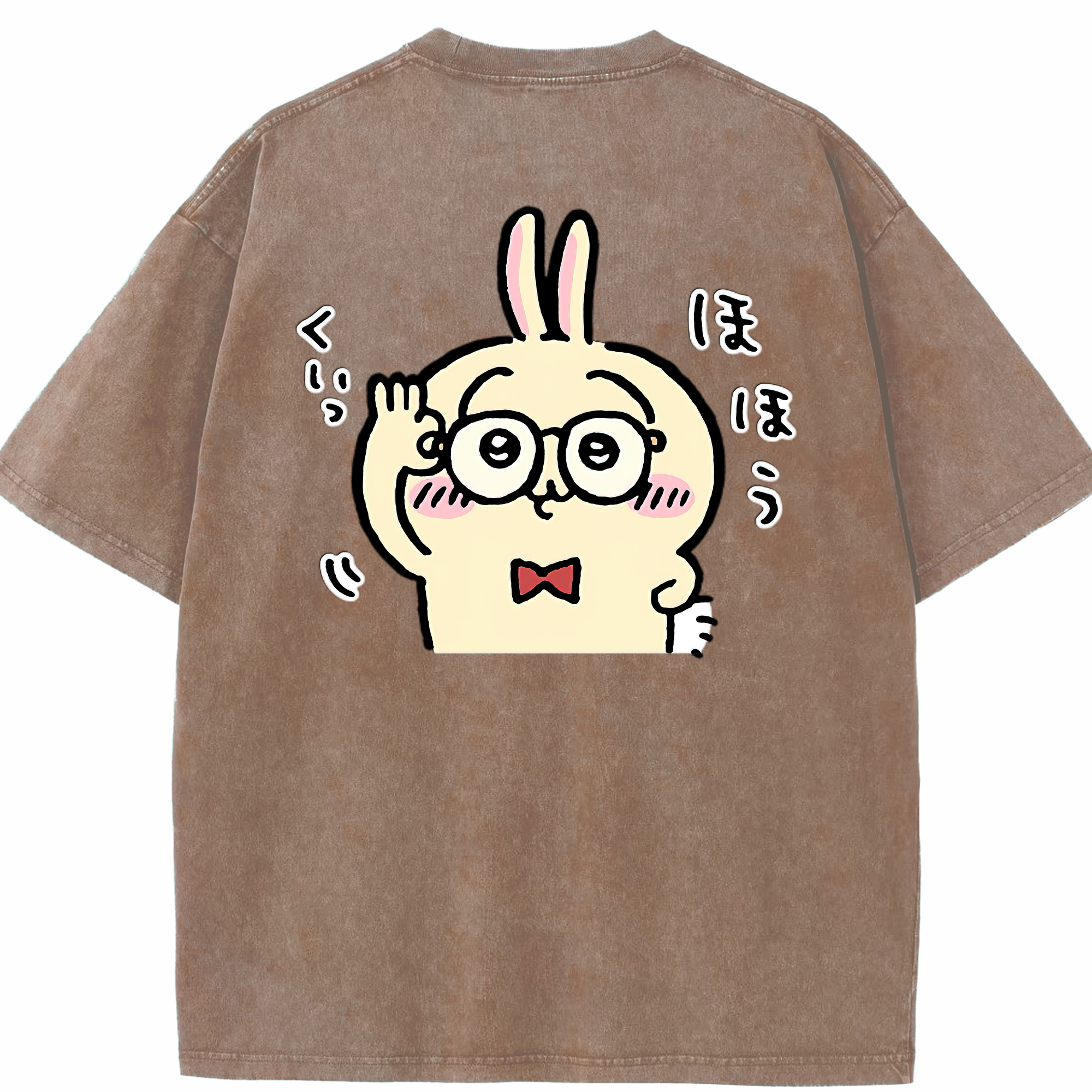 （画像用） ちいかわ うさぎ Chii-kawa usagi 綿100% ヴィンテージ風 半袖Tシャツ（背面プリント）
