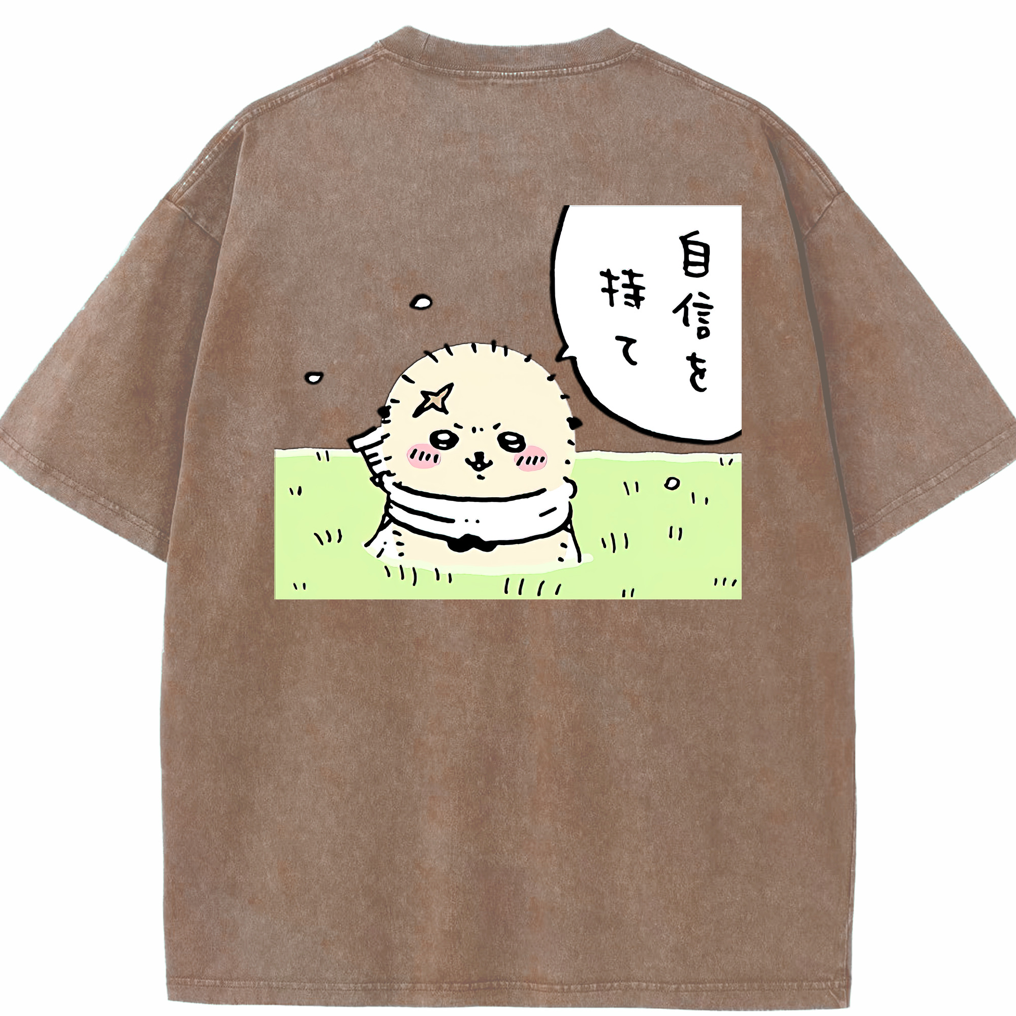 （画像用） ちいかわ ラッコ Chii-kawa Sea otter 綿100% ヴィンテージ風 半袖Tシャツ（背面プリント）