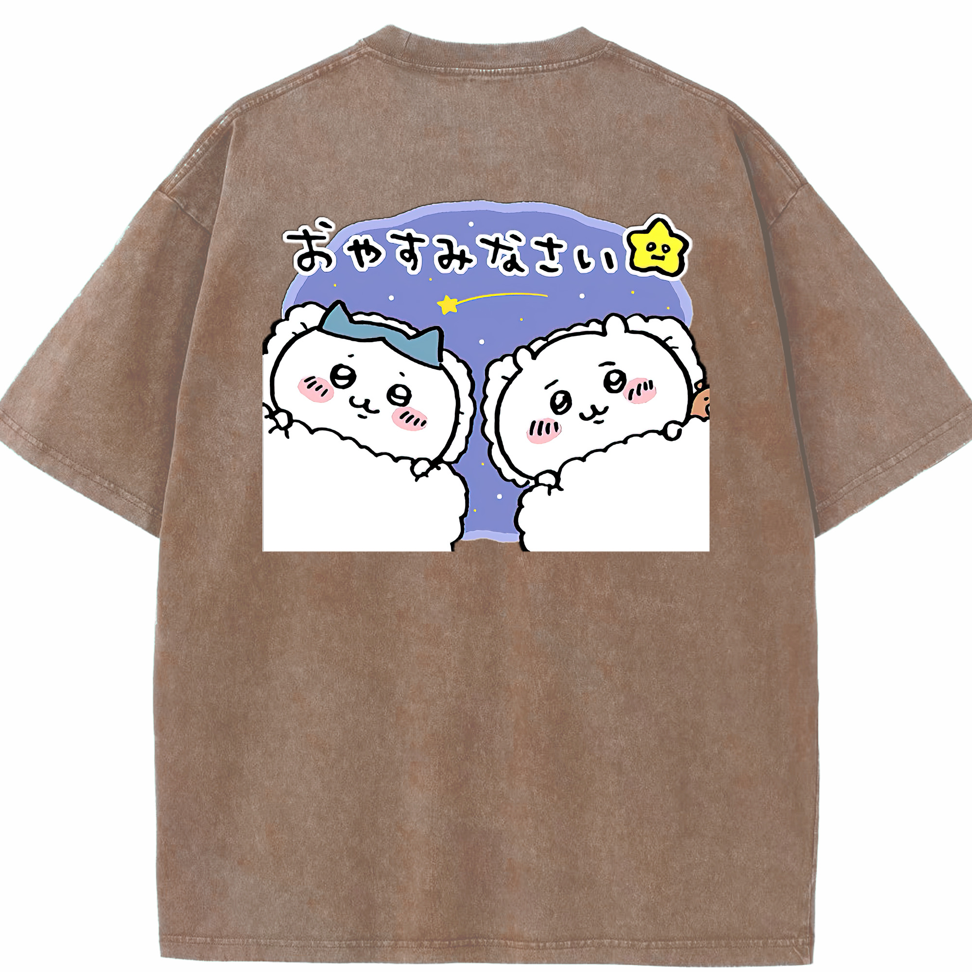 （画像用） ちいかわ ハチワレ Chii-kawa hachiware 綿100% ヴィンテージ風 半袖Tシャツ（背面プリント）