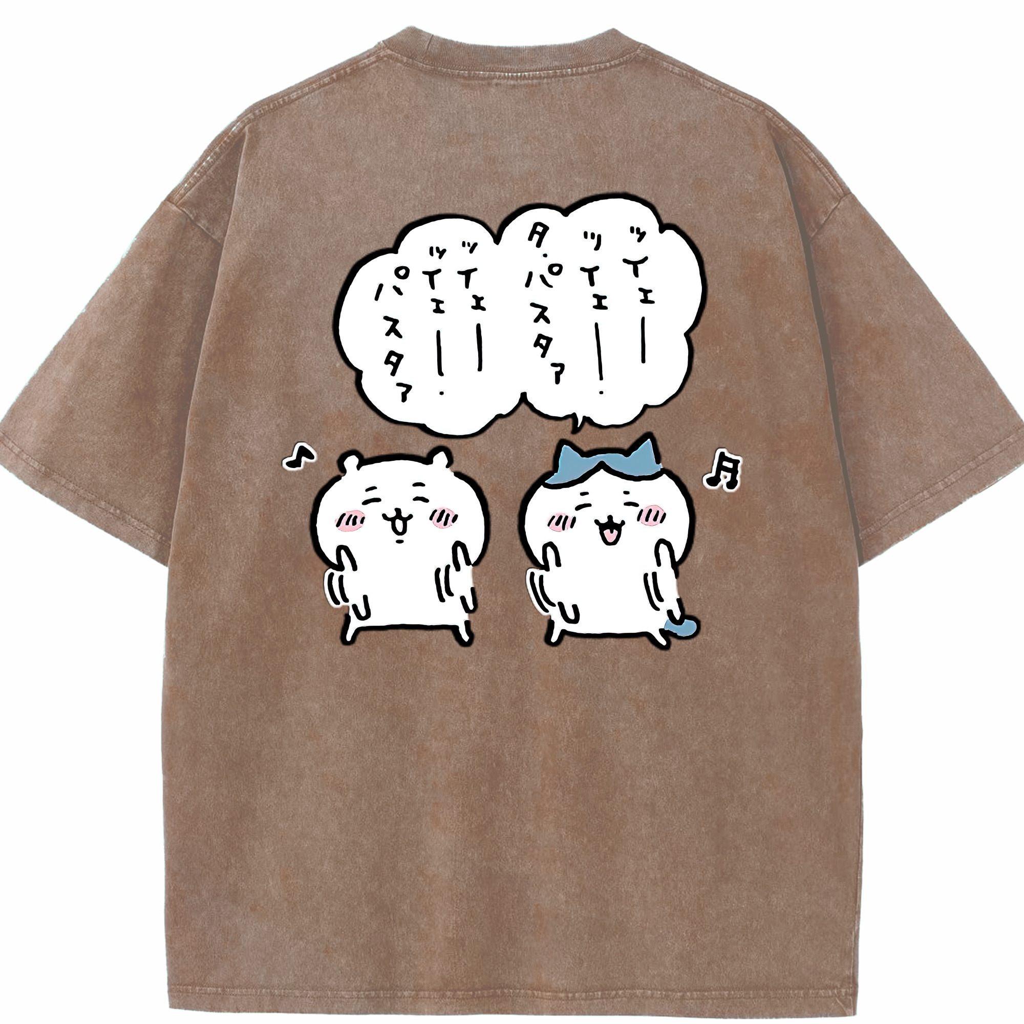 （画像用） ちいかわ ハチワレ Chii-kawa hachiware 綿100% ヴィンテージ風 半袖Tシャツ（背面プリント）