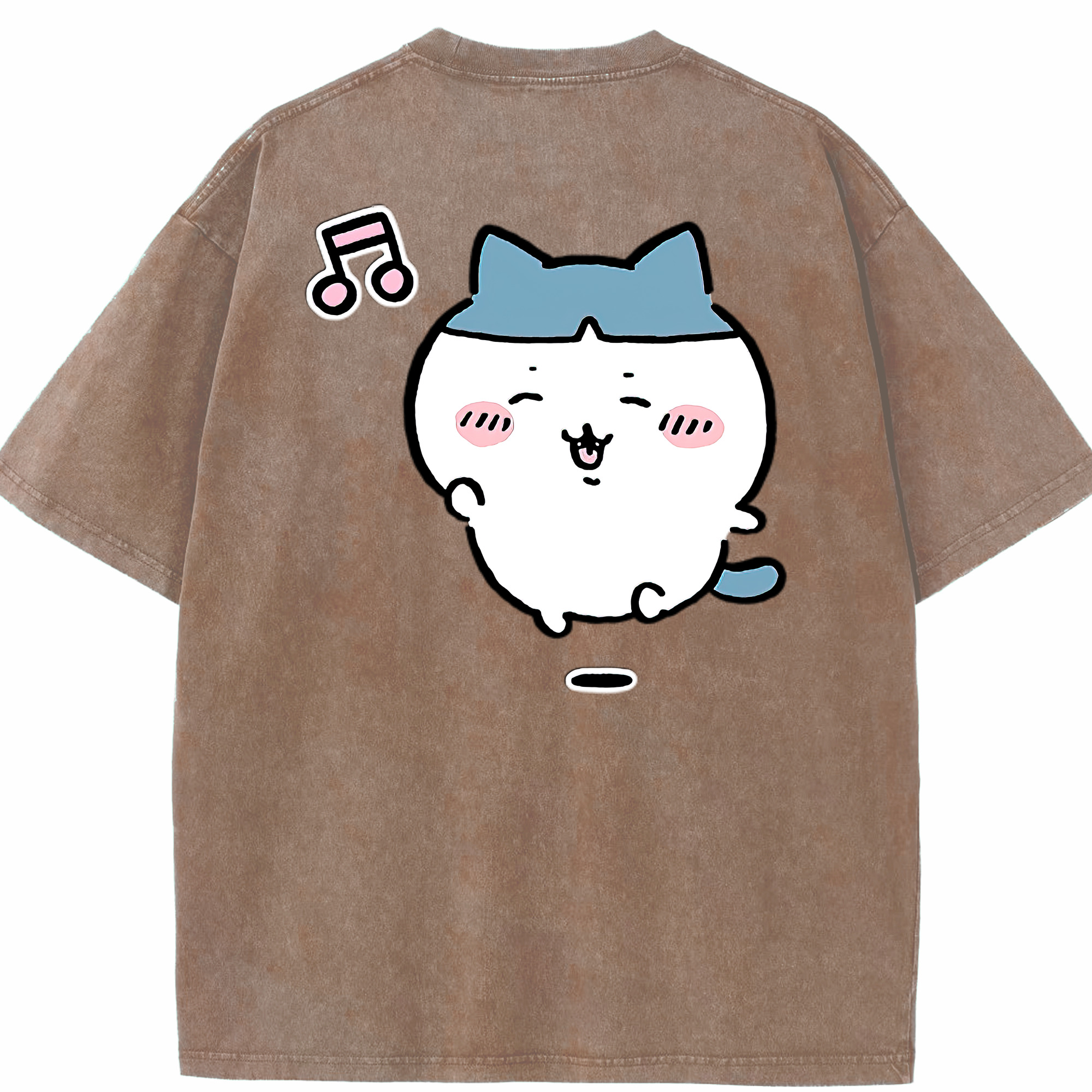 （画像用） ちいかわ ハチワレ Chii-kawa hachiware 綿100% ヴィンテージ風 半袖Tシャツ（背面プリント）