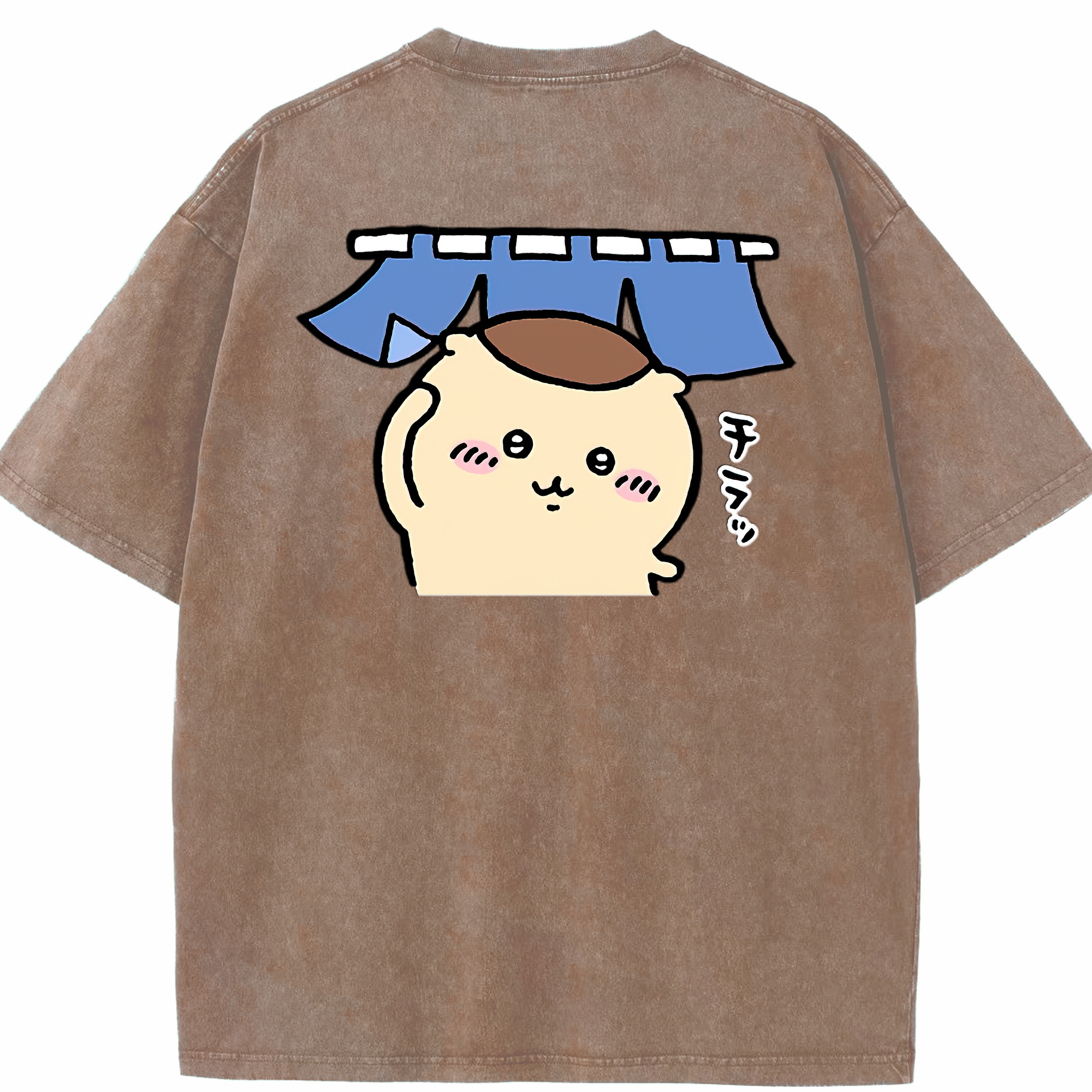 （画像用） ちいかわ くりまんじゅう Chii-kawa kuri manjū 綿100% ヴィンテージ風 半袖Tシャツ（背面プリント）