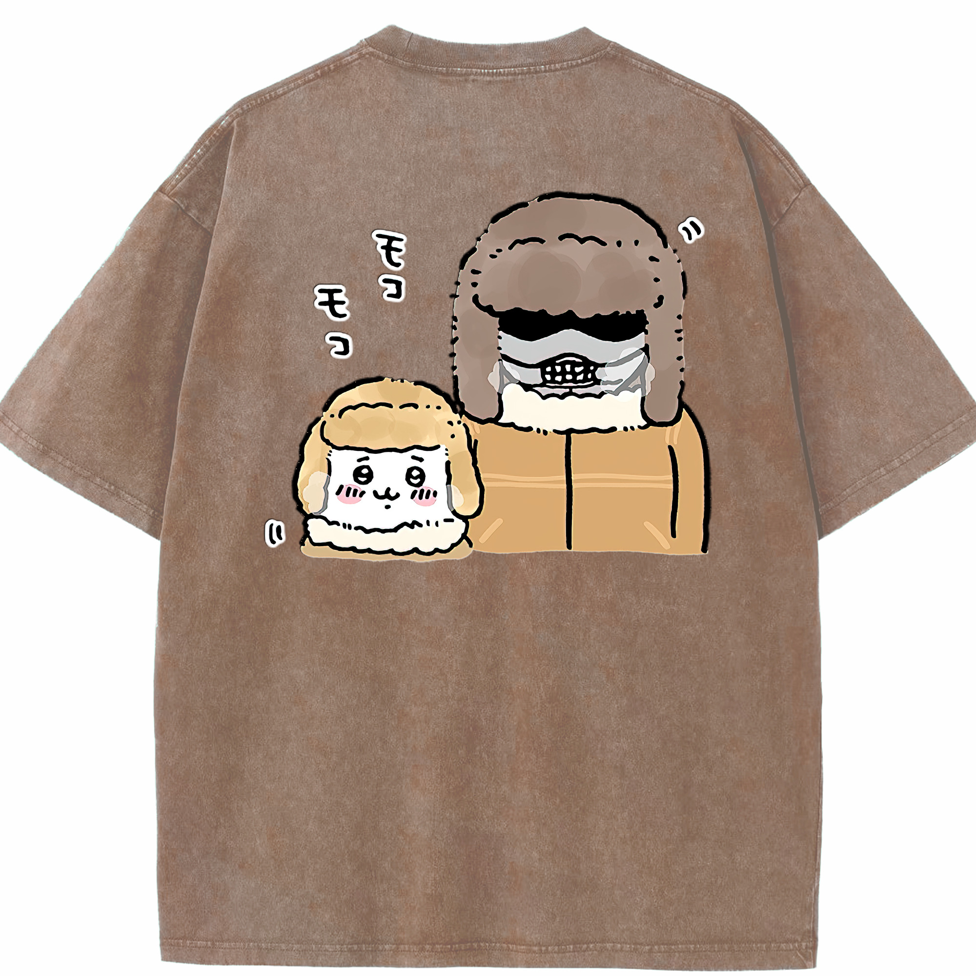 （画像用） ちいかわ 労働の鎧さん Chii-kawa Mr. Armor of Labor 綿100% ヴィンテージ風 半袖Tシャツ（背面プリント）
