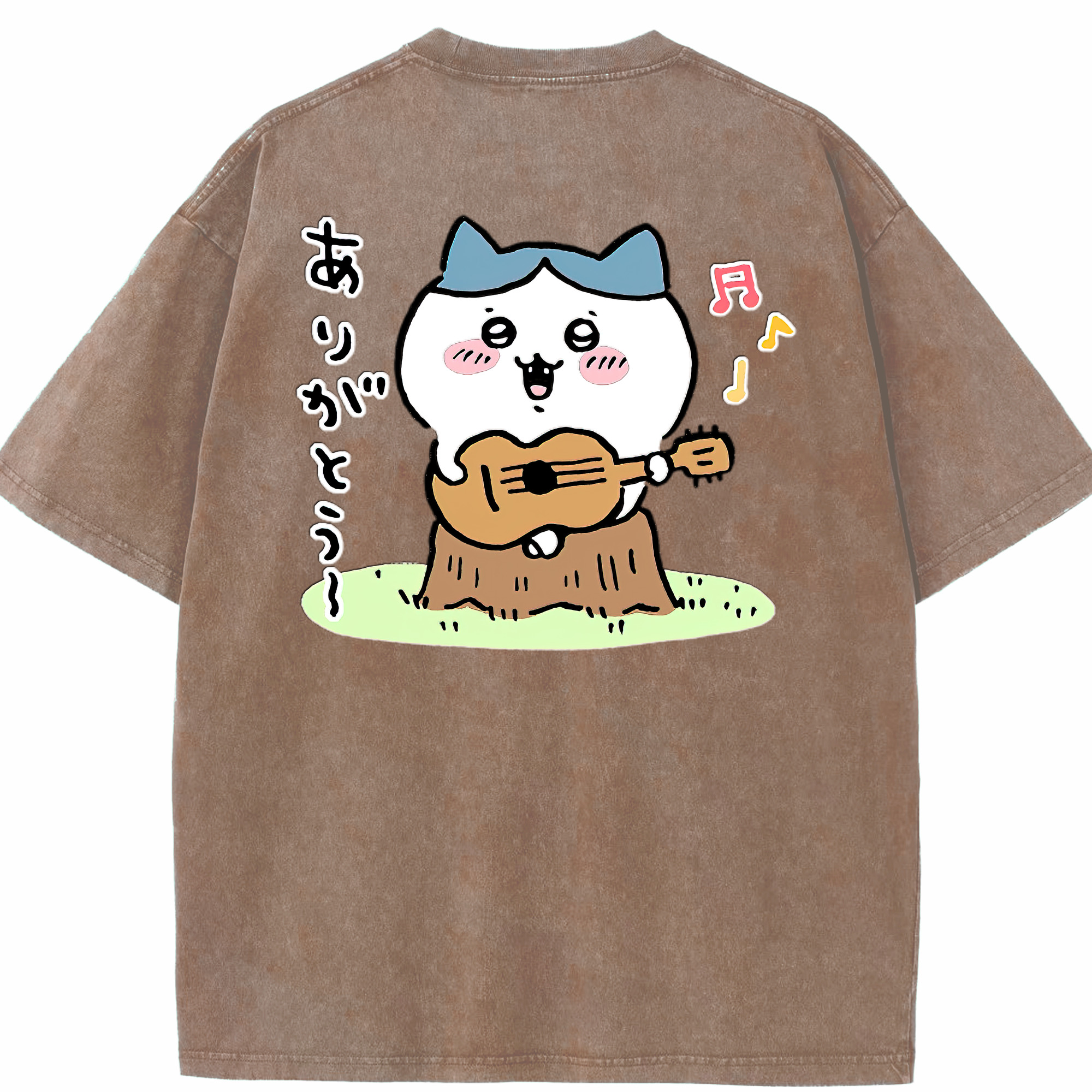 （画像用） ちいかわ ハチワレ Chii-kawa hachiware 綿100% ヴィンテージ風 半袖Tシャツ（背面プリント）