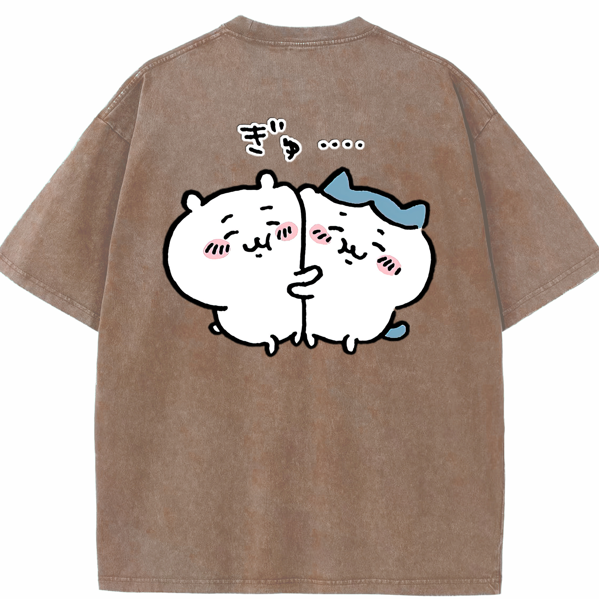 （画像用） ちいかわ ハチワレ Chii-kawa hachiware 綿100% ヴィンテージ風 半袖Tシャツ（背面プリント）