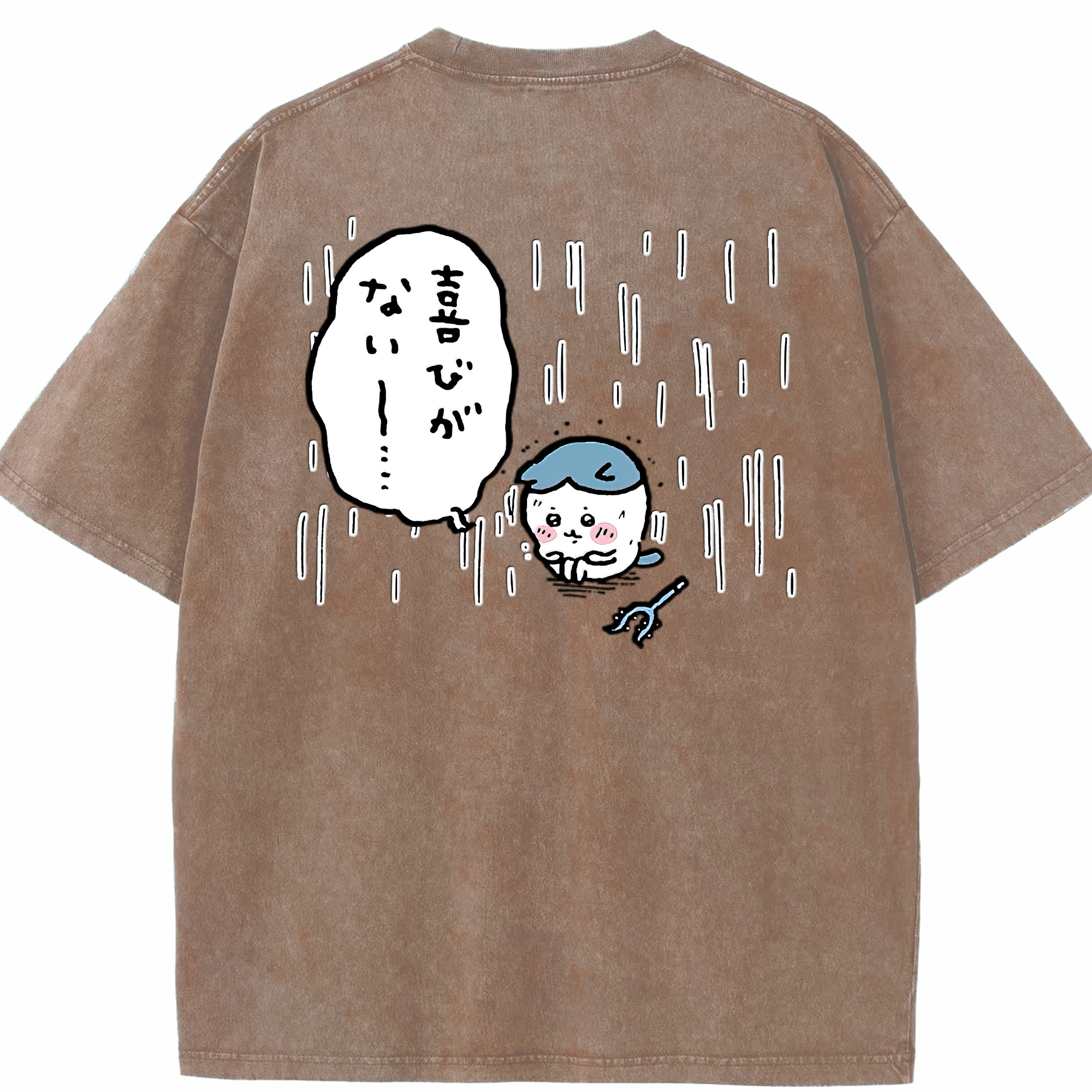 （画像用） ちいかわ ハチワレ Chii-kawa hachiware 綿100% ヴィンテージ風 半袖Tシャツ（背面プリント）