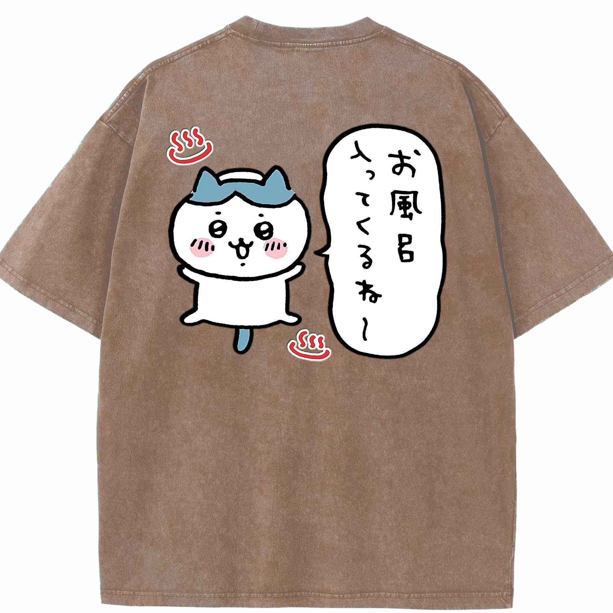 （画像用） ちいかわ ハチワレ Chii-kawa hachiware 綿100% ヴィンテージ風 半袖Tシャツ（背面プリント）