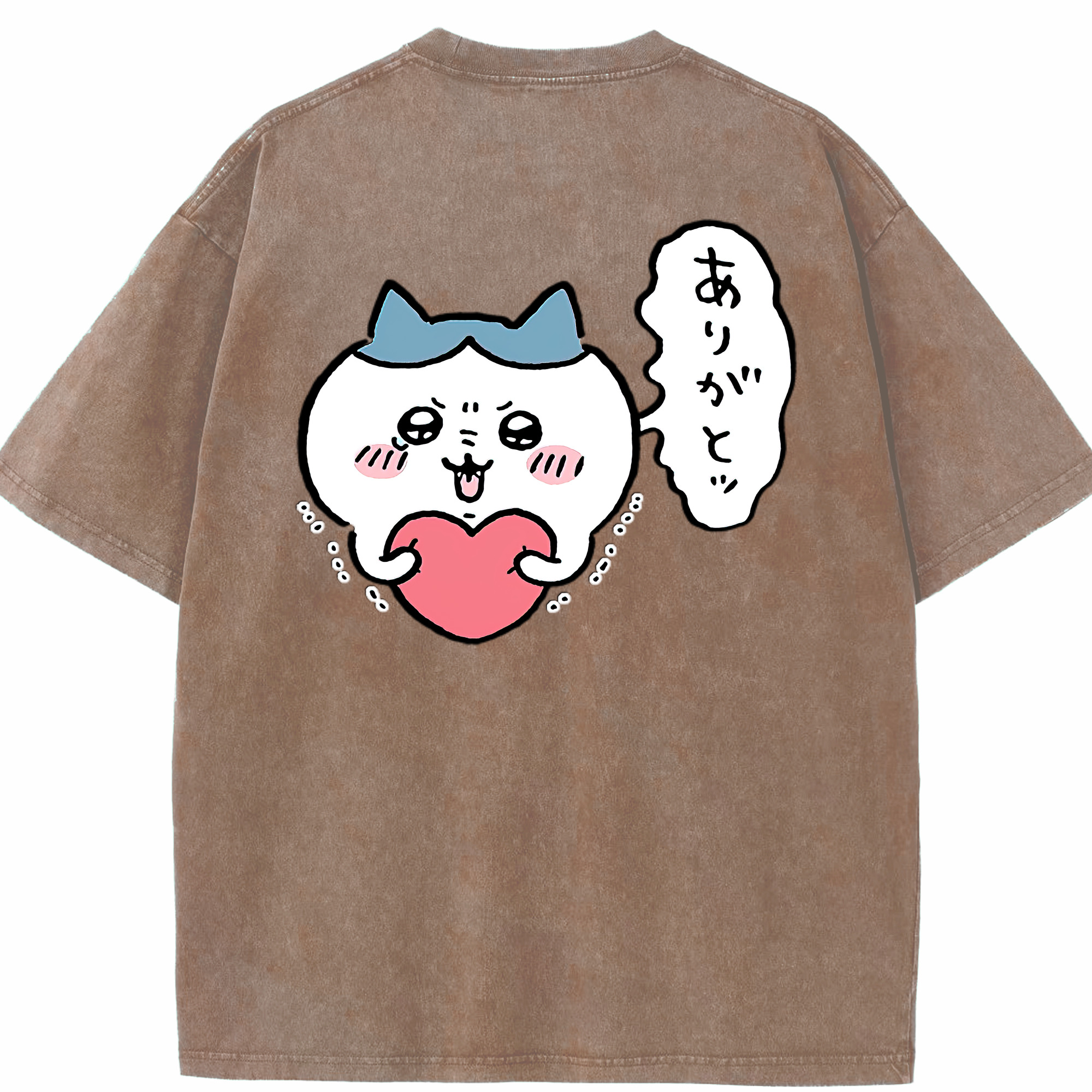（画像用） ちいかわ ハチワレ Chii-kawa hachiware 綿100% ヴィンテージ風 半袖Tシャツ（背面プリント）
