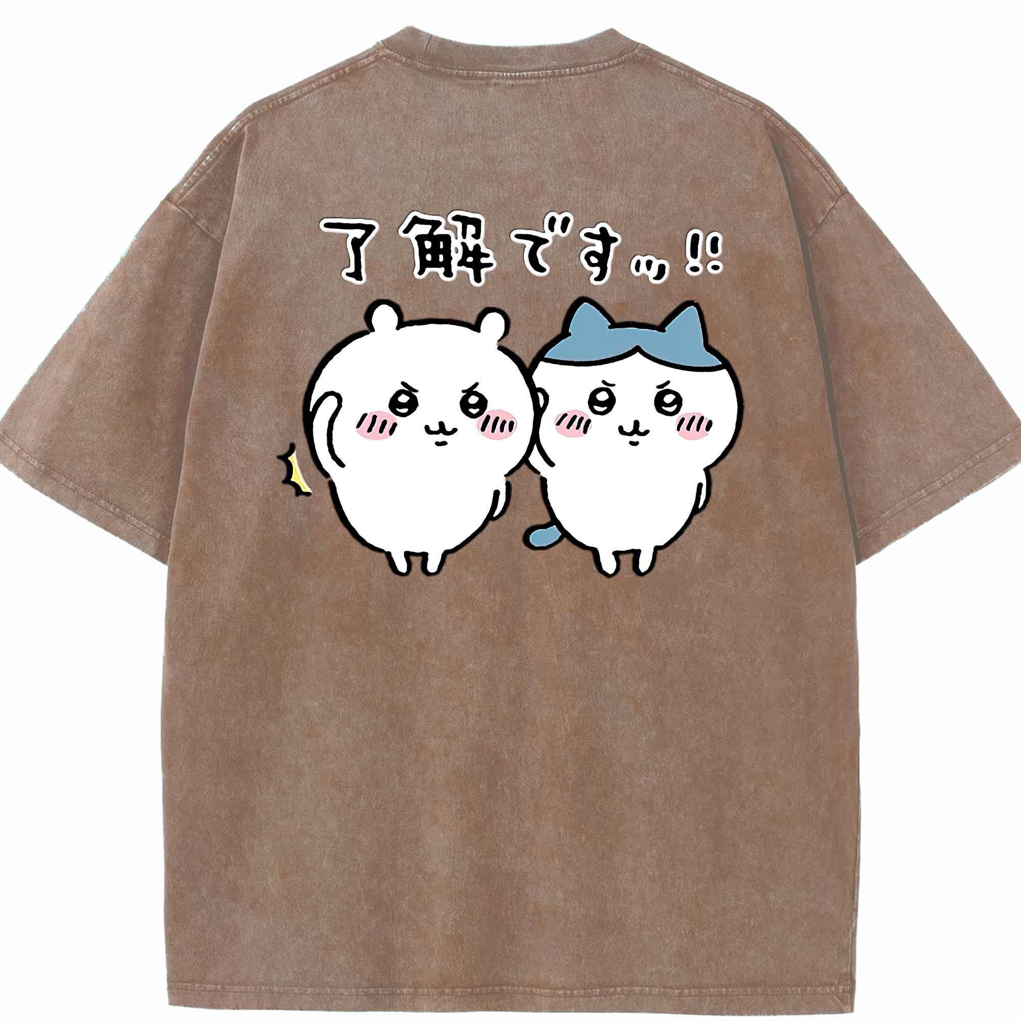 （画像用） ちいかわ ハチワレ Chii-kawa hachiware 綿100% ヴィンテージ風 半袖Tシャツ（背面プリント）