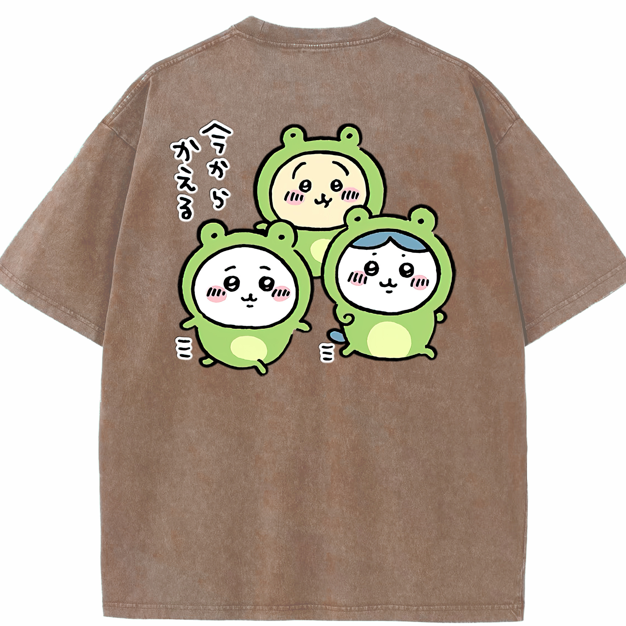 （画像用） ちいかわ ハチワレ Chii-kawa hachiware 綿100% ヴィンテージ風 半袖Tシャツ（背面プリント）