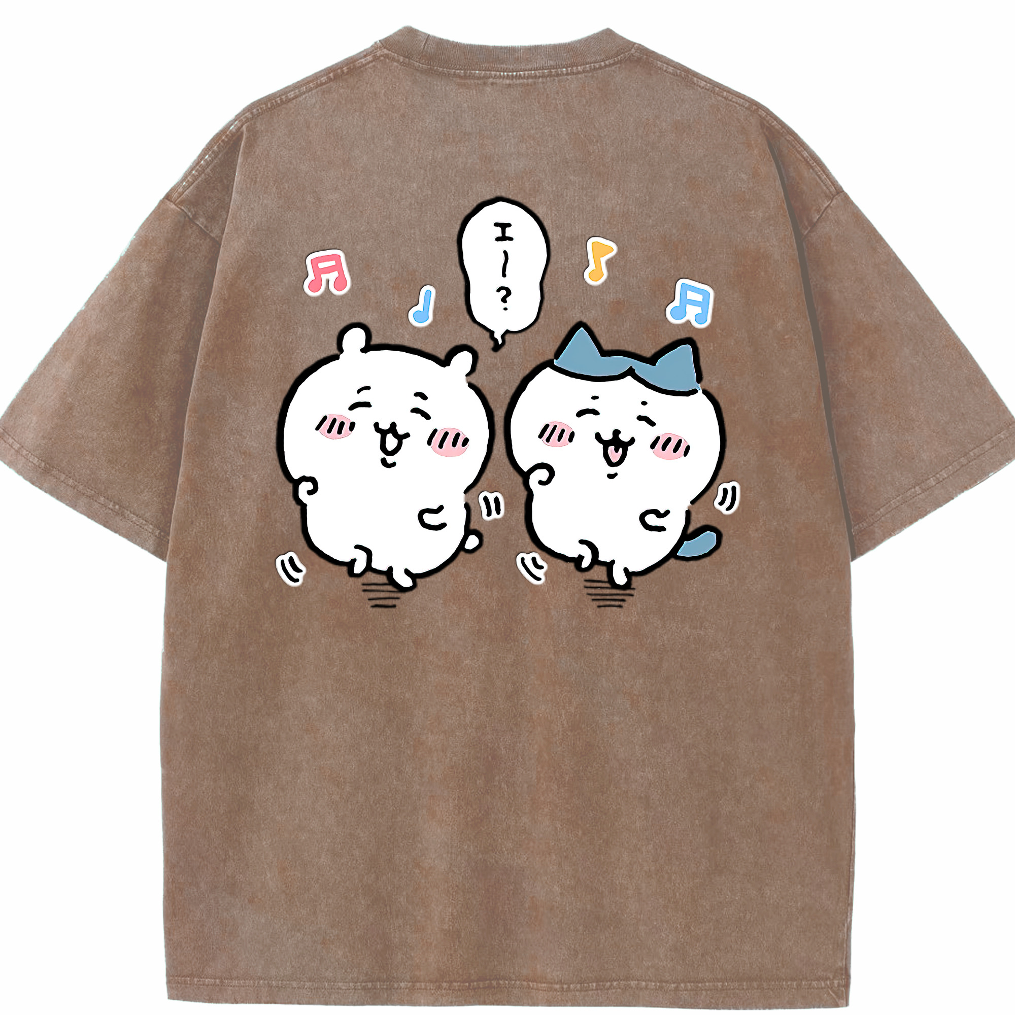 （画像用） ちいかわ ハチワレ Chii-kawa hachiware 綿100% ヴィンテージ風 半袖Tシャツ（背面プリント）