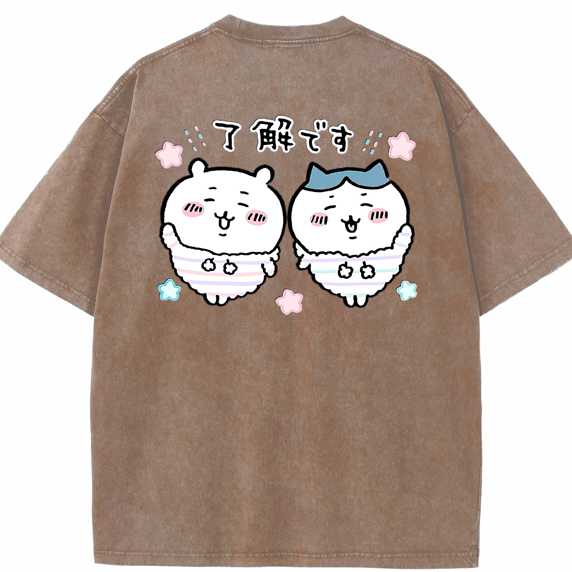（画像用） ちいかわ ハチワレ Chii-kawa hachiware 綿100% ヴィンテージ風 半袖Tシャツ（背面プリント）
