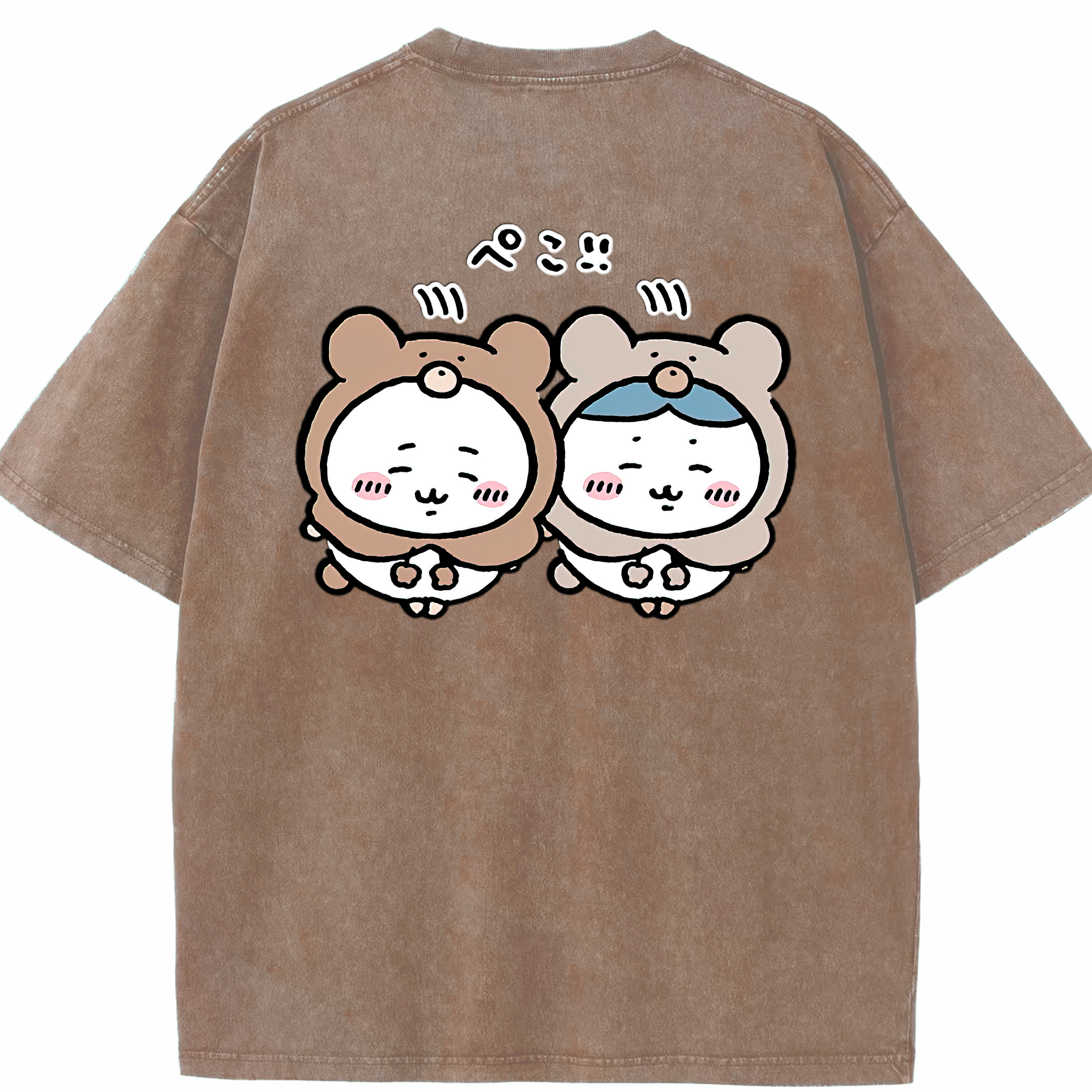 （画像用） ちいかわ ハチワレ Chii-kawa hachiware 綿100% ヴィンテージ風 半袖Tシャツ（背面プリント）
