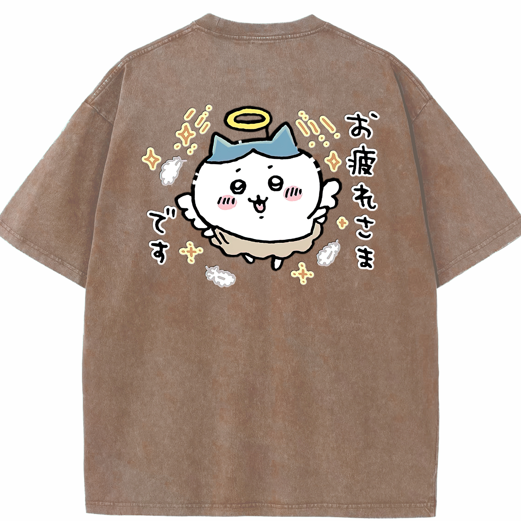 （画像用） ちいかわ ハチワレ Chii-kawa hachiware 綿100% ヴィンテージ風 半袖Tシャツ（背面プリント）