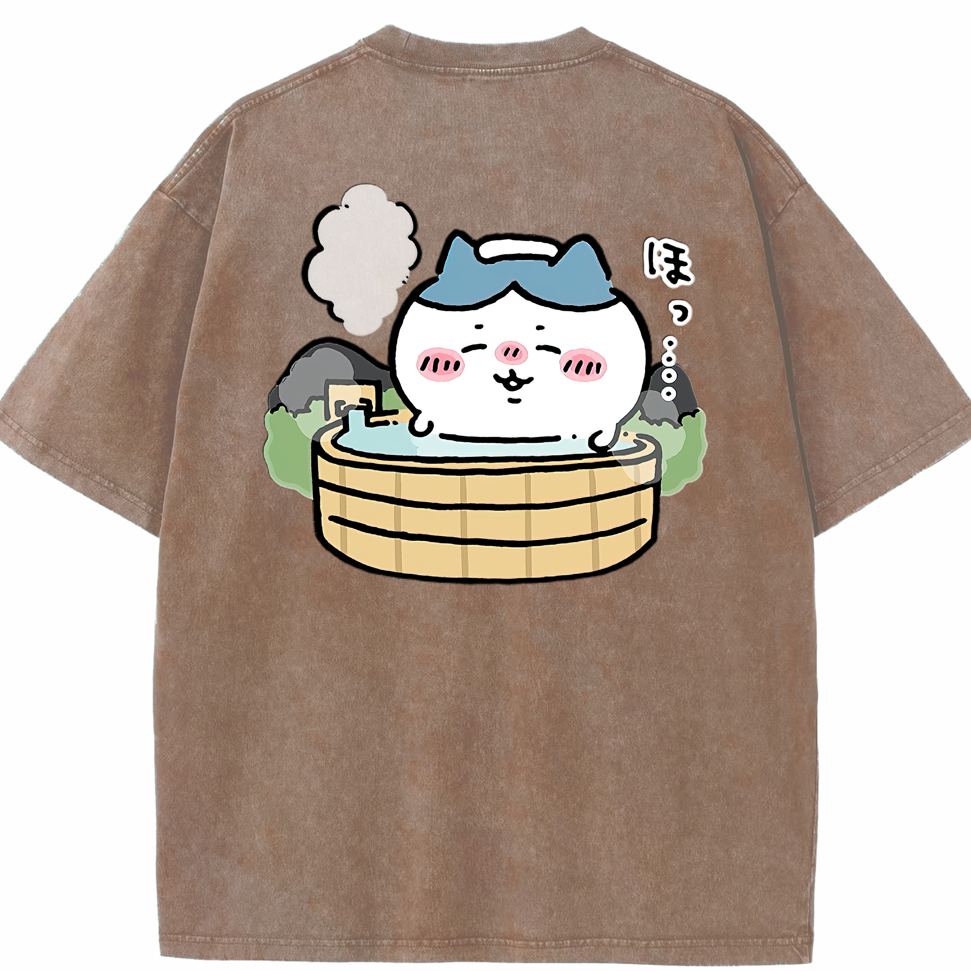 （画像用） ちいかわ ハチワレ Chii-kawa hachiware 綿100% ヴィンテージ風 半袖Tシャツ（背面プリント）