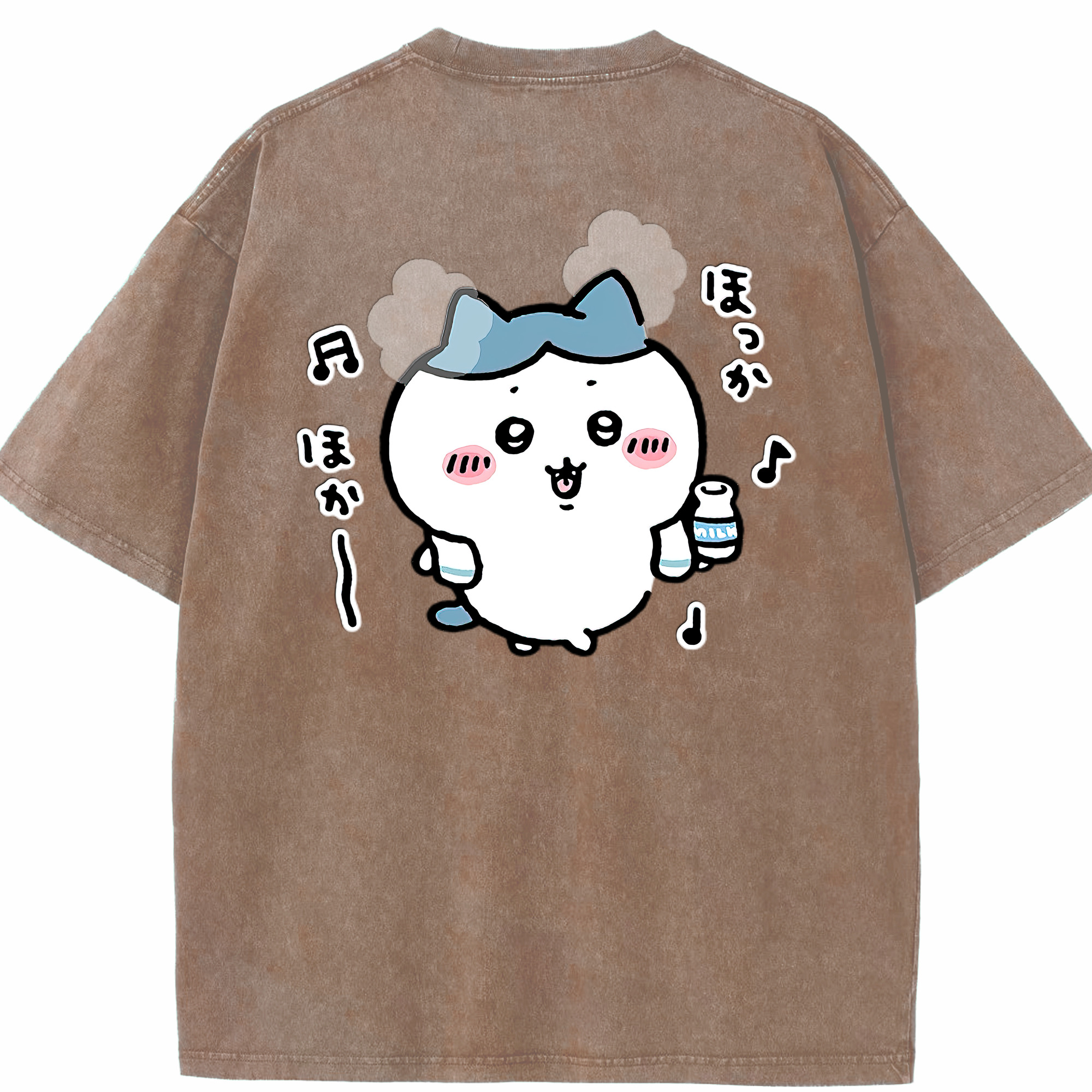 （画像用） ちいかわ ハチワレ Chii-kawa hachiware 綿100% ヴィンテージ風 半袖Tシャツ（背面プリント）