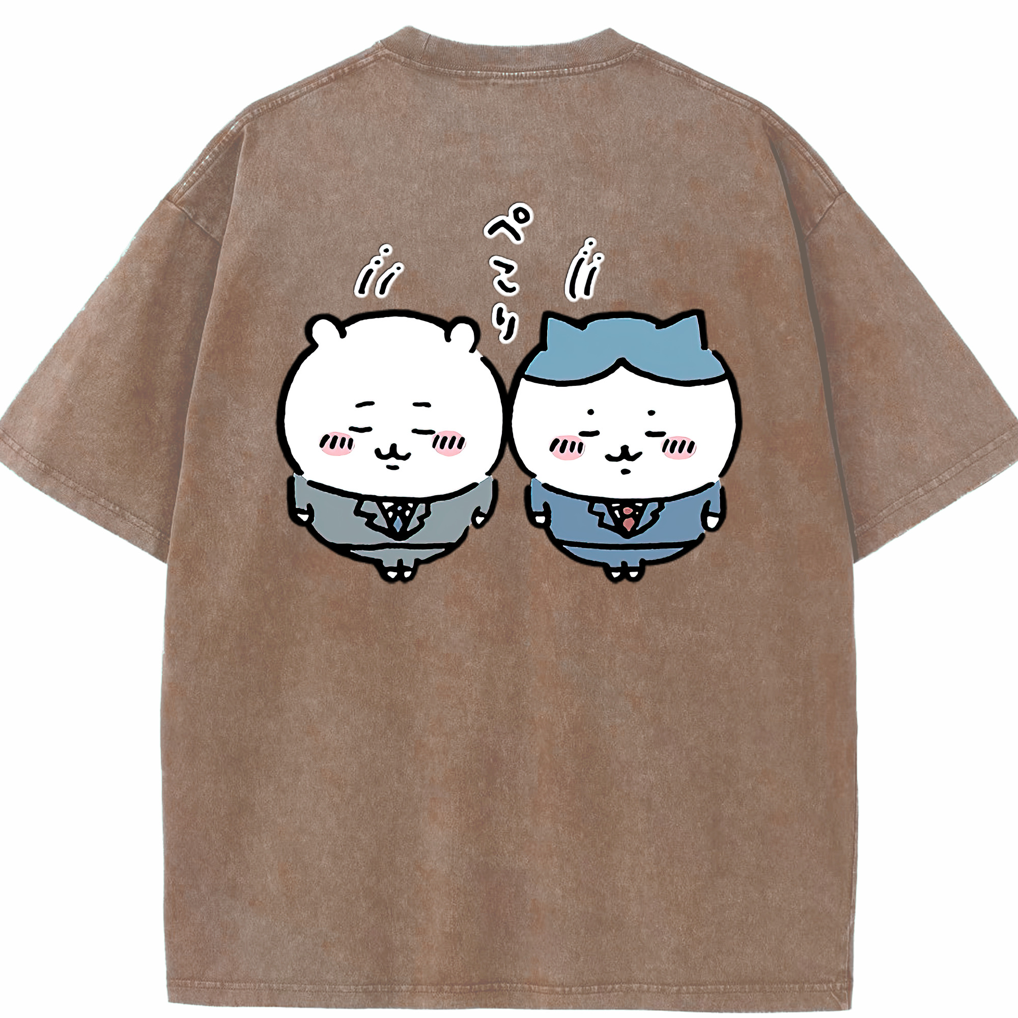 （画像用） ちいかわ ハチワレ Chii-kawa hachiware 綿100% ヴィンテージ風 半袖Tシャツ（背面プリント）