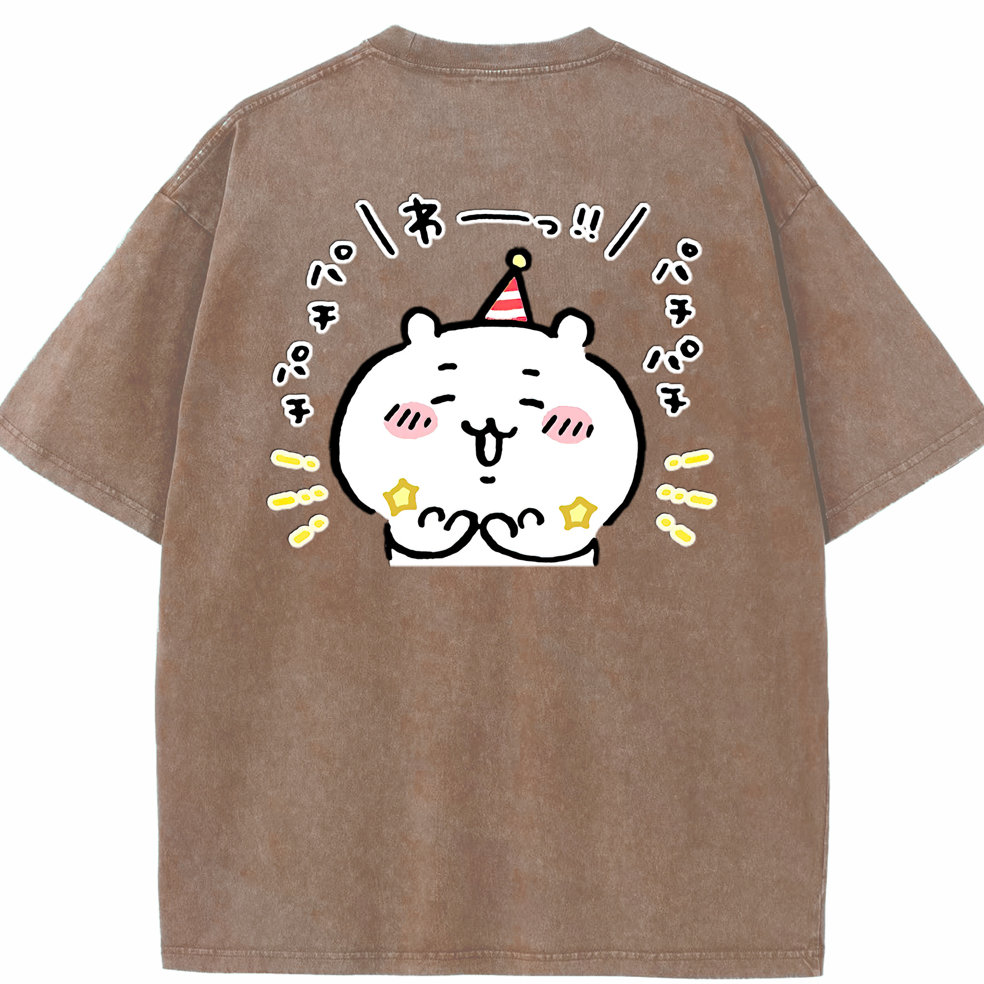 （画像用） ちいかわ ちいかわ Chii-kawa chiikawa 綿100% ヴィンテージ風 半袖Tシャツ（背面プリント）