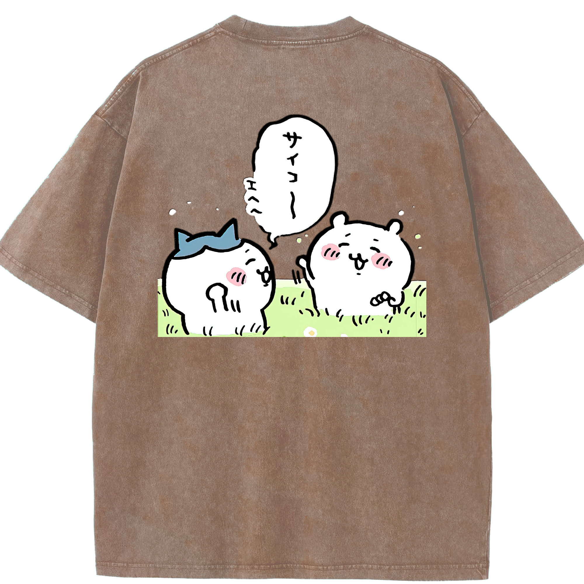（画像用） ちいかわ ちいかわ Chii-kawa chiikawa 綿100% ヴィンテージ風 半袖Tシャツ（背面プリント）