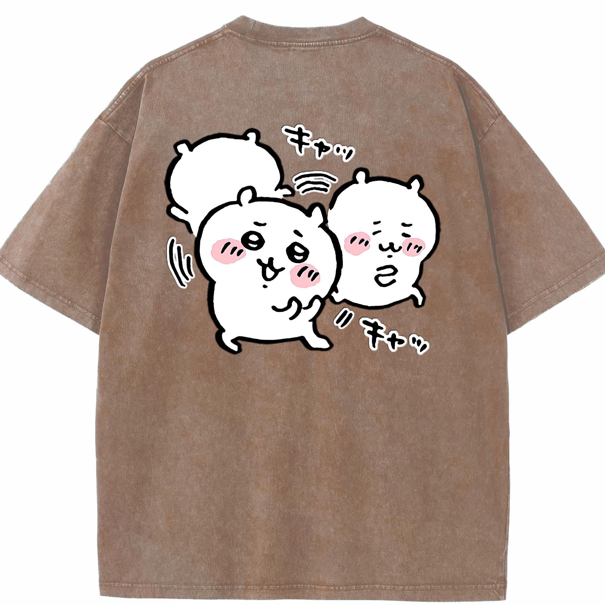（画像用） ちいかわ ちいかわ Chii-kawa chiikawa 綿100% ヴィンテージ風 半袖Tシャツ（背面プリント）